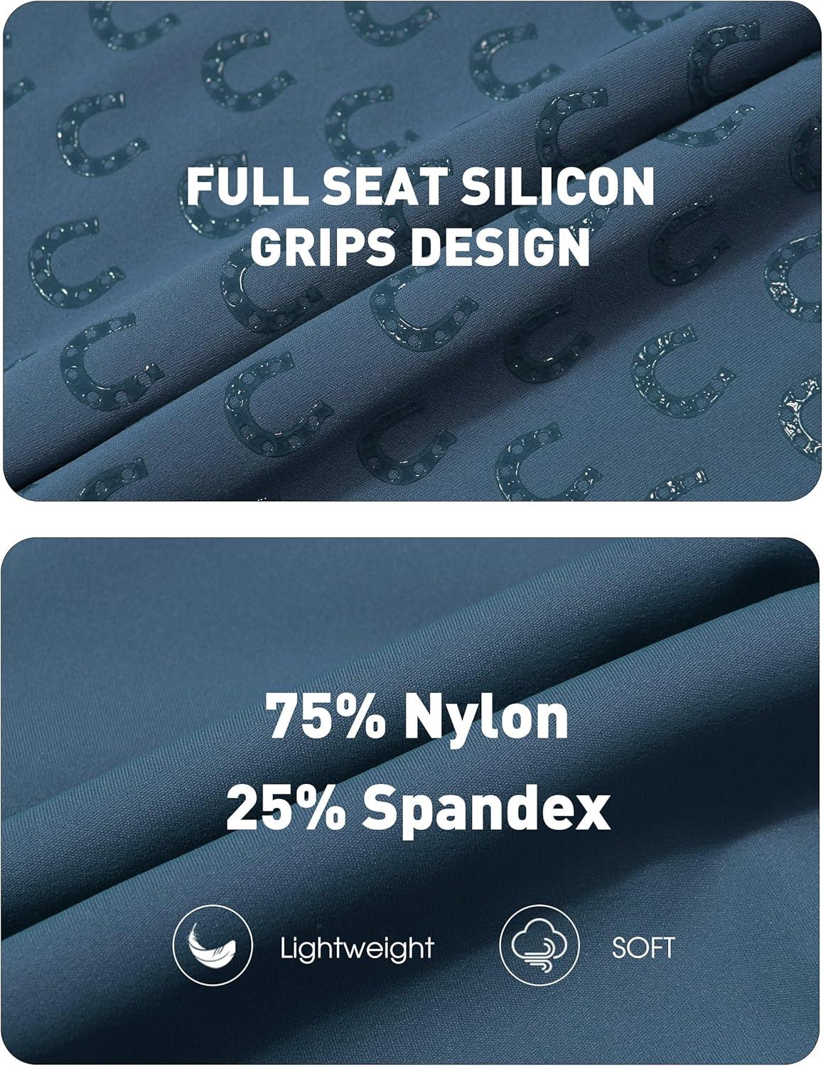 imageFitsT4 Sports Girls Riding Pants Full Seat High Waist Kids Equestrian Breeches Horse Schooling Tights Zipper PocketsPeacock Blue