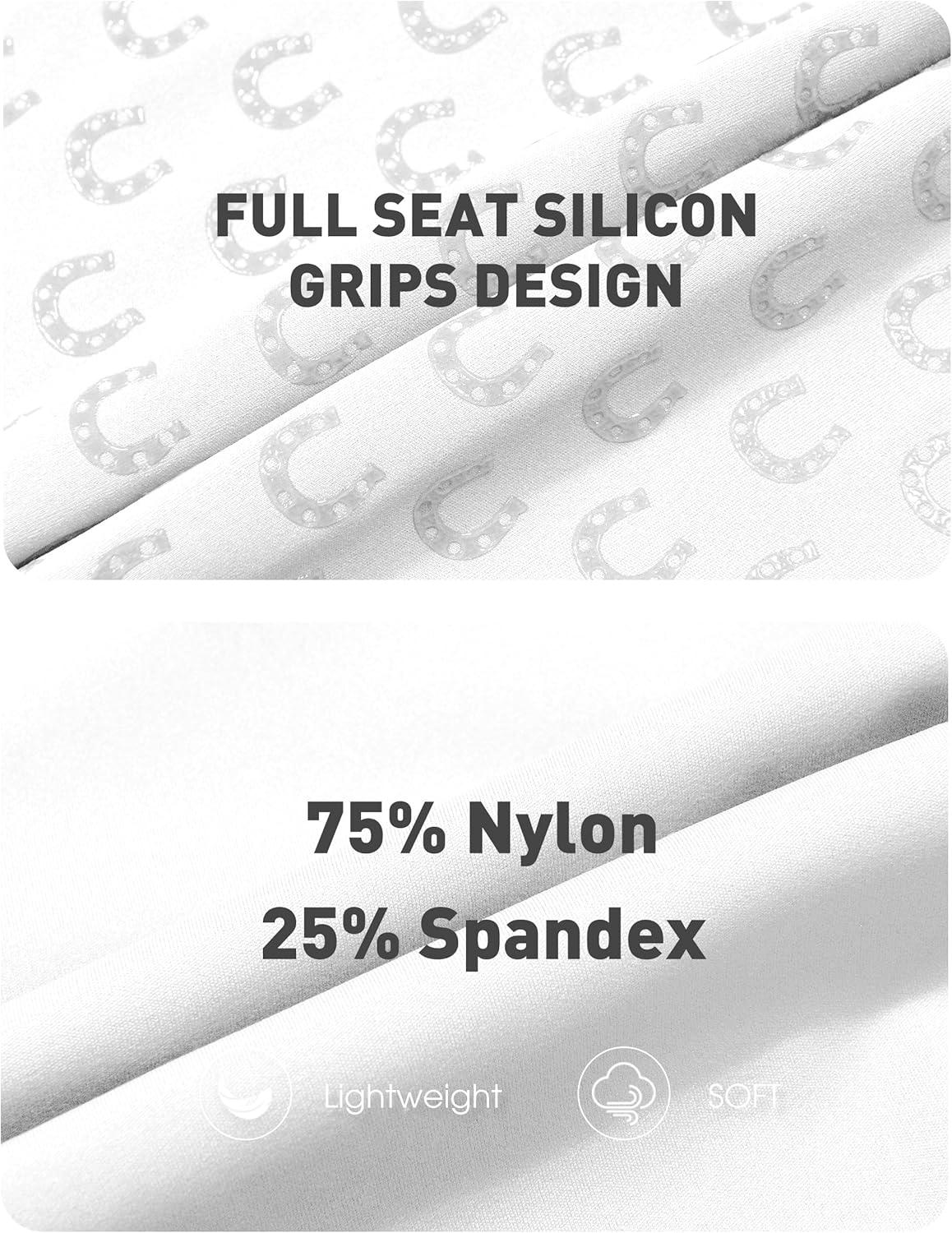 imageFitsT4 Sports Girls Riding Pants Full Seat High Waist Kids Equestrian Breeches Horse Schooling Tights Zipper PocketsWhite