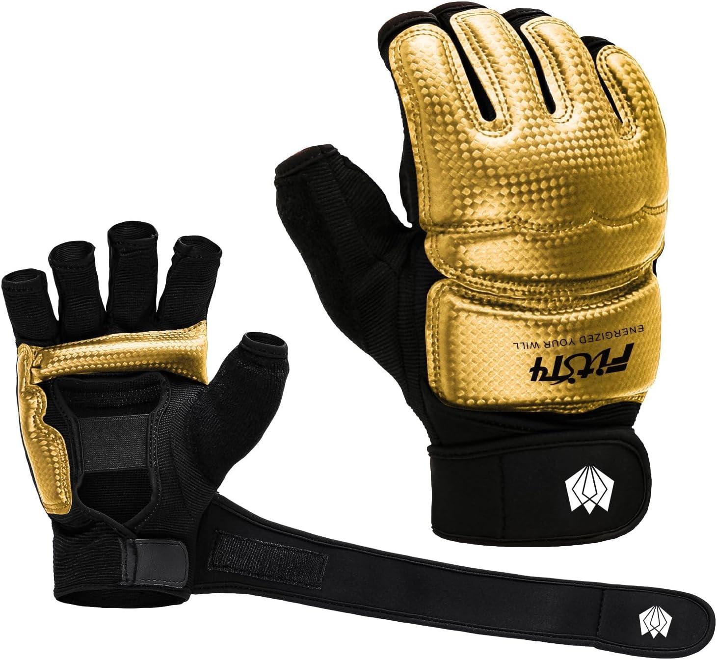 imageFitsT4 Sports Half Mitts MMA UFC Training Boxing Punch Bag Martial Arts GlovesGold