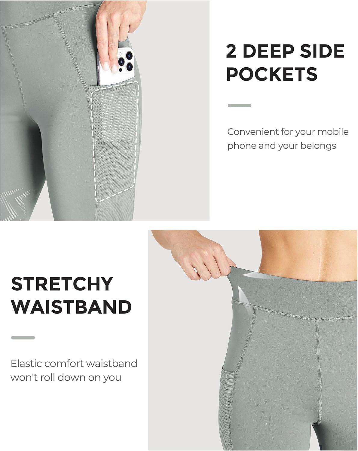 imageFitsT4 Sports Womens Horse Riding Pants KneePatch Riding Tights Ventilated Mesh Equestrian Breeches with PocketsGrey