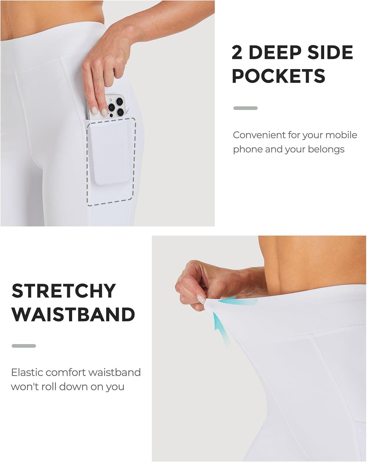 imageFitsT4 Sports Womens Horse Riding Pants KneePatch Riding Tights Ventilated Mesh Equestrian Breeches with PocketsWhite