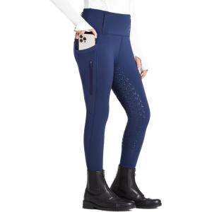FitsT4 Sports Girls Riding Pants Full Seat High Waist Kids Equestrian Breeches Horse Schooling Tights Zipper Pockets(Blue)