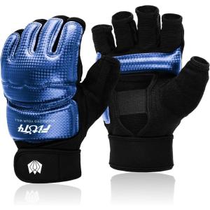FitsT4 Sports Half Mitts MMA UFC Training Boxing Punch Bag Martial Arts Gloves(Blue)