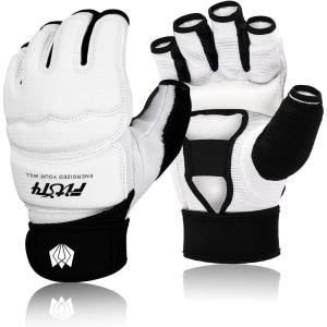 FitsT4 Sports Half Mitts MMA UFC Training Boxing Punch Bag Martial Arts Gloves(White)