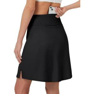 FitsT4 Sports Women’s 20” Swim Skirt Skort with Pocket High Waisted Modest Swimsuit Bathing Suit Bottoms(Black)