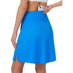 FitsT4 Sports Women’s 20” Swim Skirt Skort with Pocket High Waisted Modest Swimsuit Bathing Suit Bottoms(Blue)