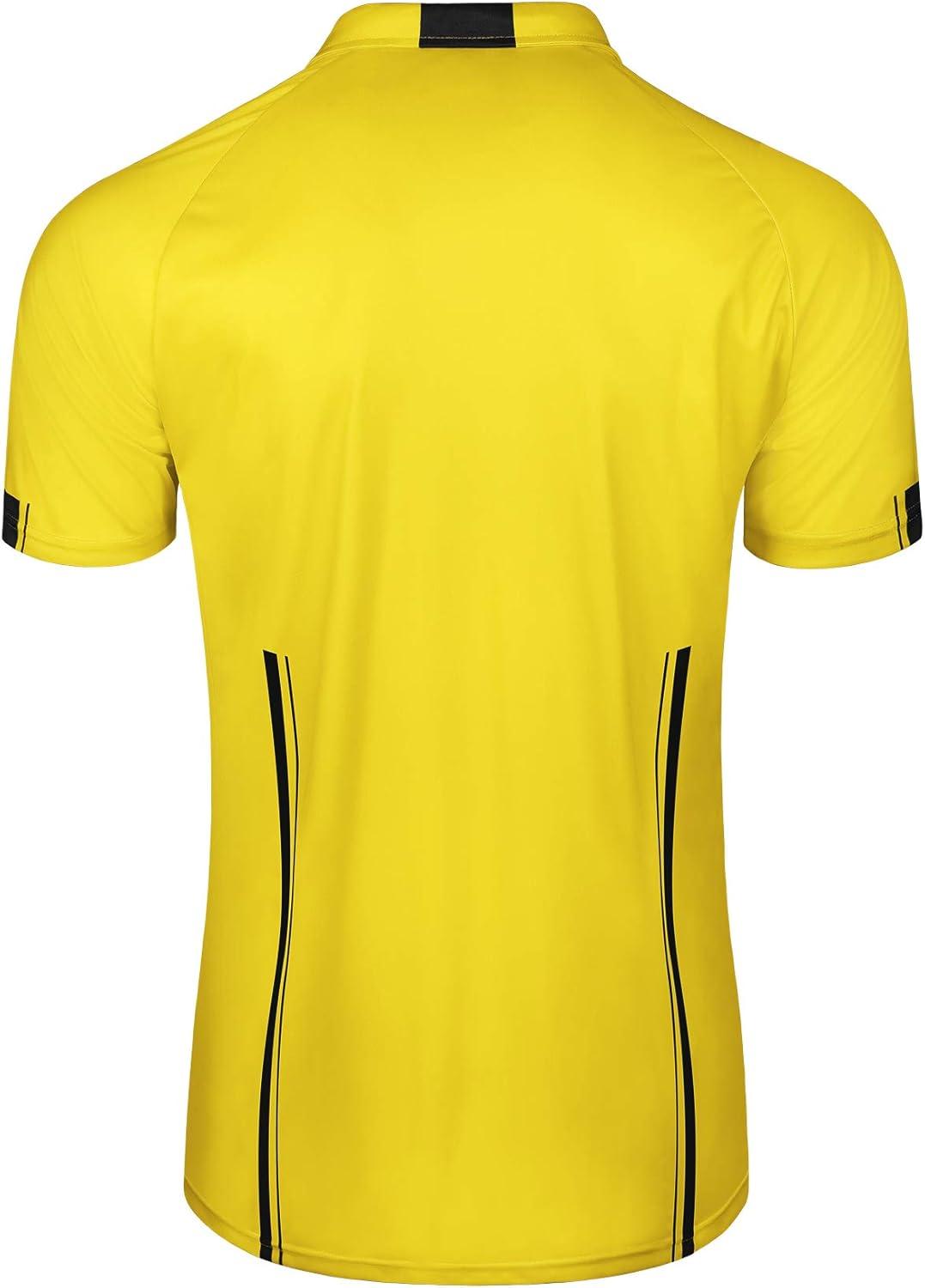 imageFitsT4 Mens Pro Soccer Referee Jersey Suit Long Sleeve and Short Sleeve Suit Yellow Green Large Ref Shirt