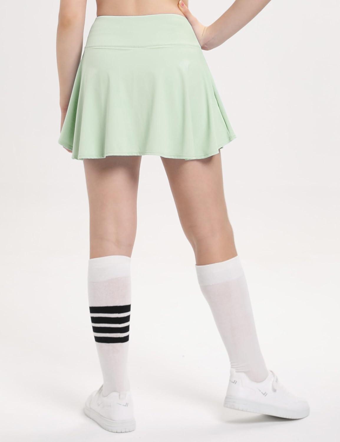 imageFitsT4 Sports Girls Skorts Tennis Skirts Cool Fabric Golf Skirts with ShortsPocketsUPF50 ampamp Adjustable WaistApple Green