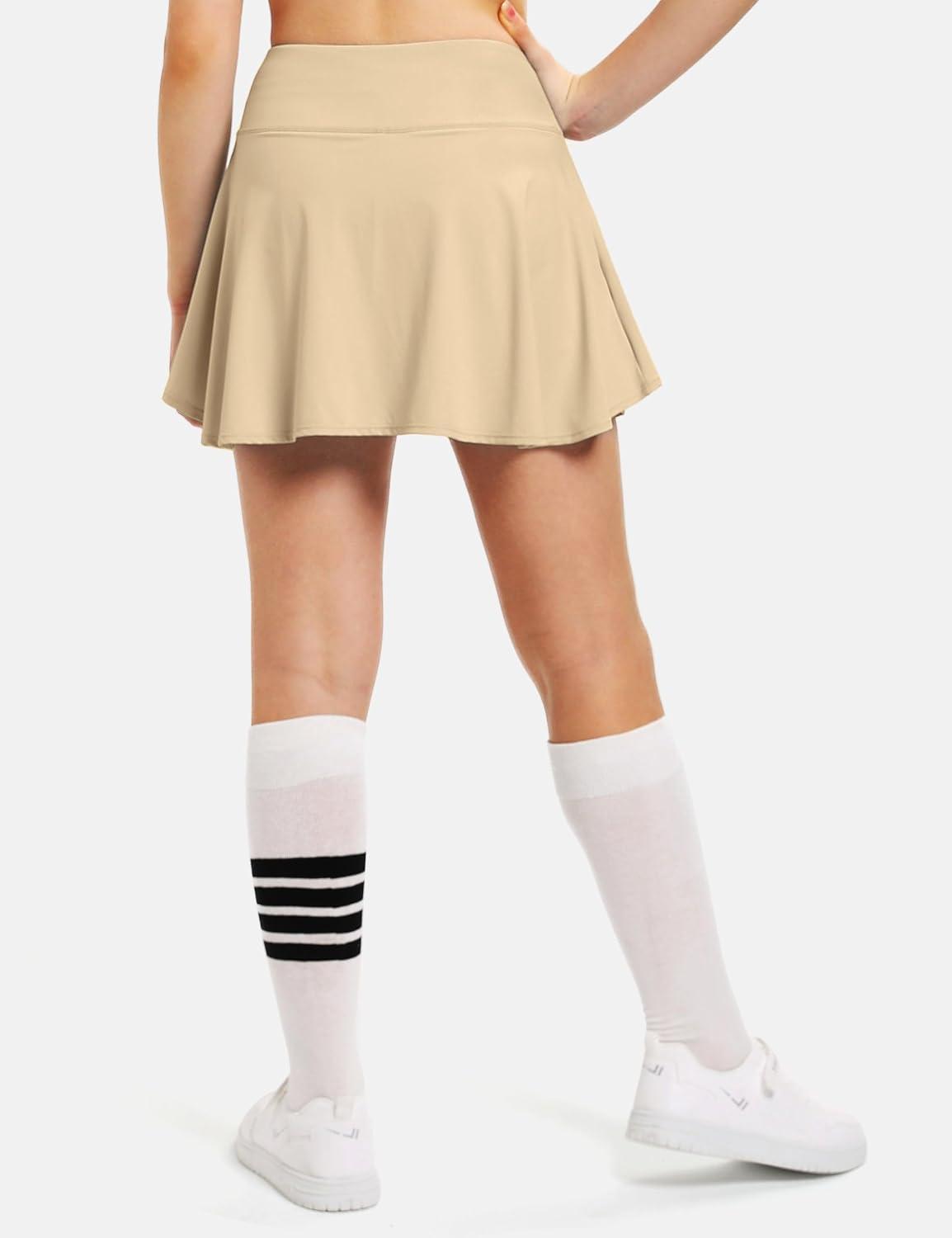 imageFitsT4 Sports Girls Skorts Tennis Skirts Cool Fabric Golf Skirts with ShortsPocketsUPF50 ampamp Adjustable WaistKhaki