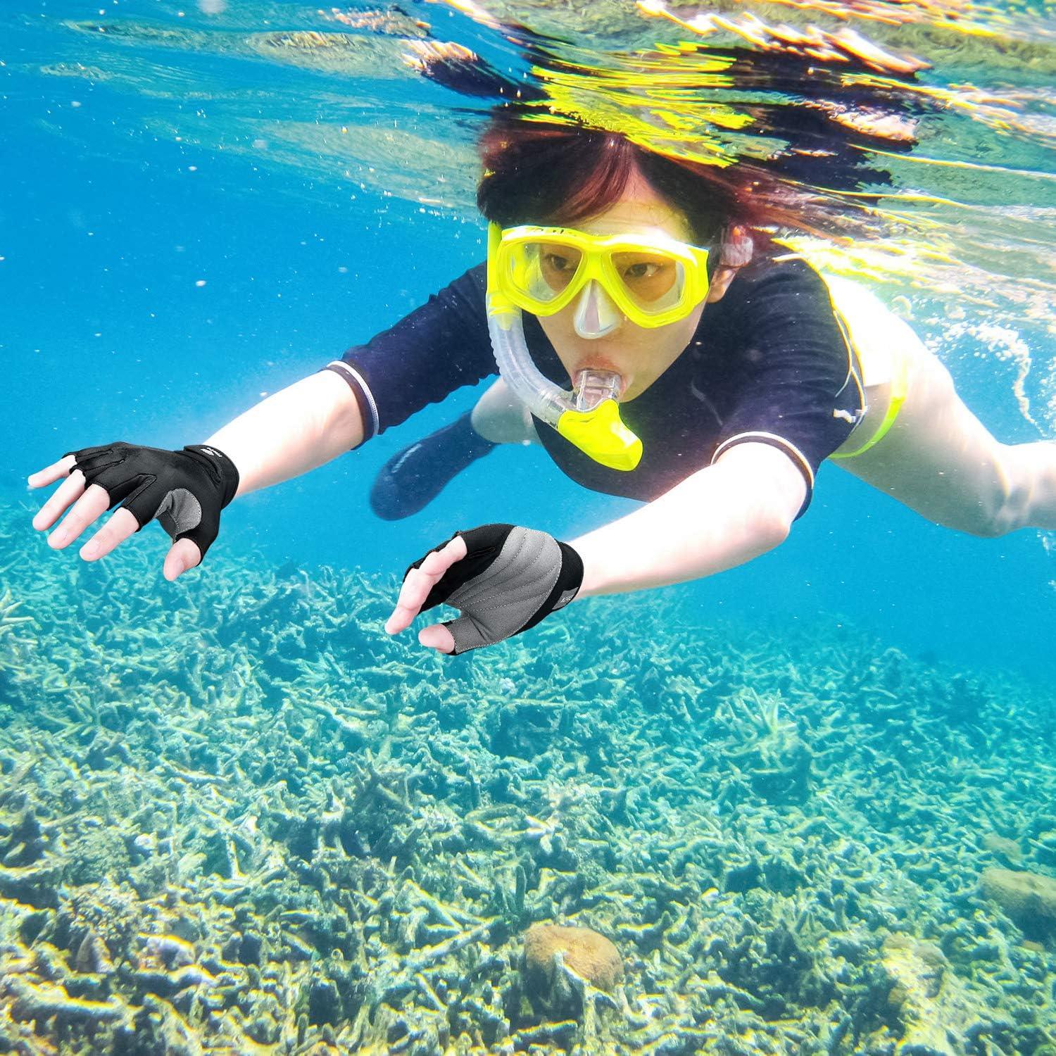 imageFitsT4 Sports Half Finger Padded Palm Gloves for Diving Sailing Jet Skiing StandUP Boarding Kayaking and Water Skiing Suitable for MenampampWomenampampYouthblack