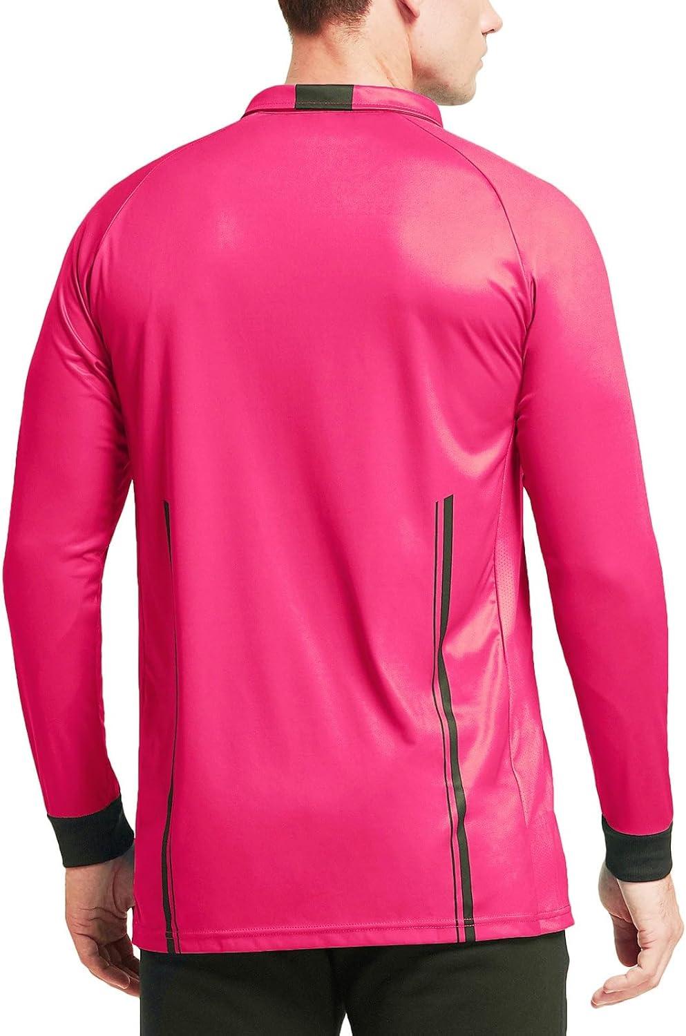 imageFitsT4 Sports Mens Pro Soccer Referee Jersey Long Sleeve Ref ShirtFluorescent Pink