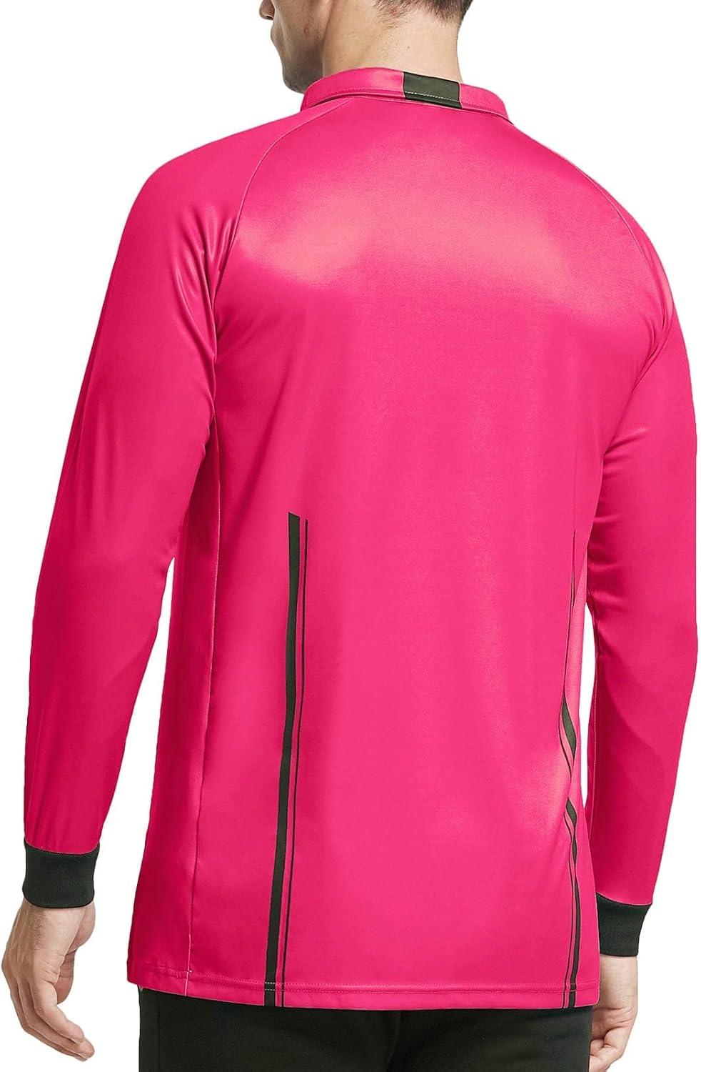 imageFitsT4 Sports Mens Pro Soccer Referee Jersey Long Sleeve Ref ShirtFluorescent Pink