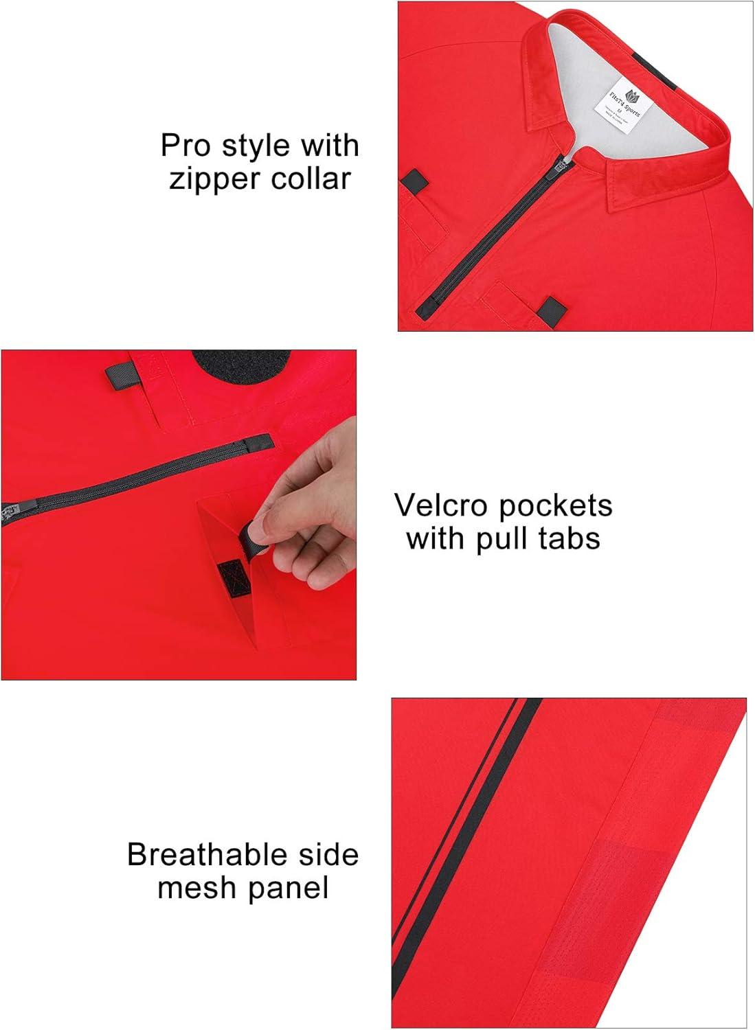 imageFitsT4 Sports Mens Pro Soccer Referee Jersey Long Sleeve Ref ShirtRed