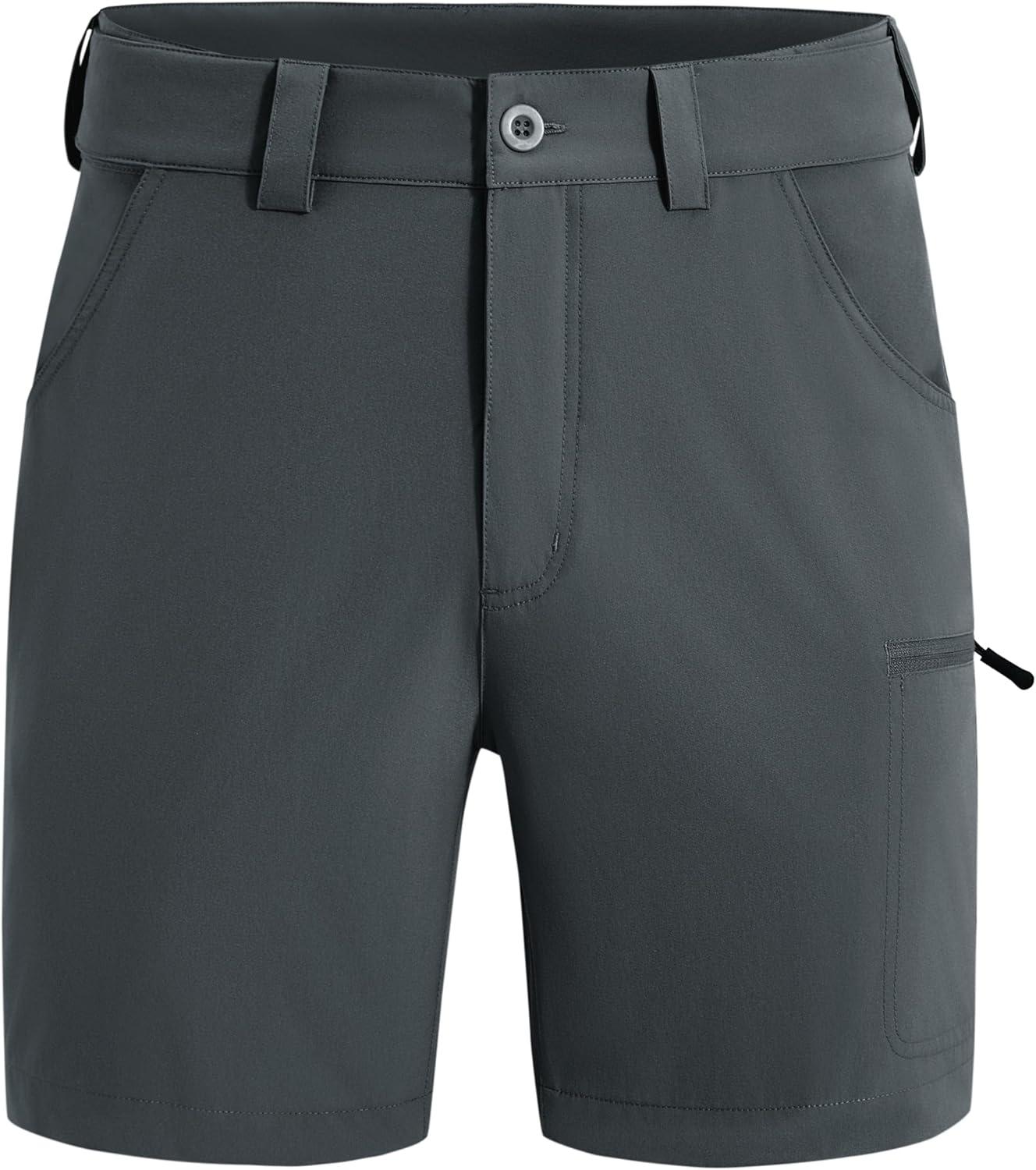 imageFitsT4 Sports Mens Shorts 7 Inch Inseam Stretch Water Resistant Hiking Cargo Shorts with Elastic WaistbandGraphite Grey