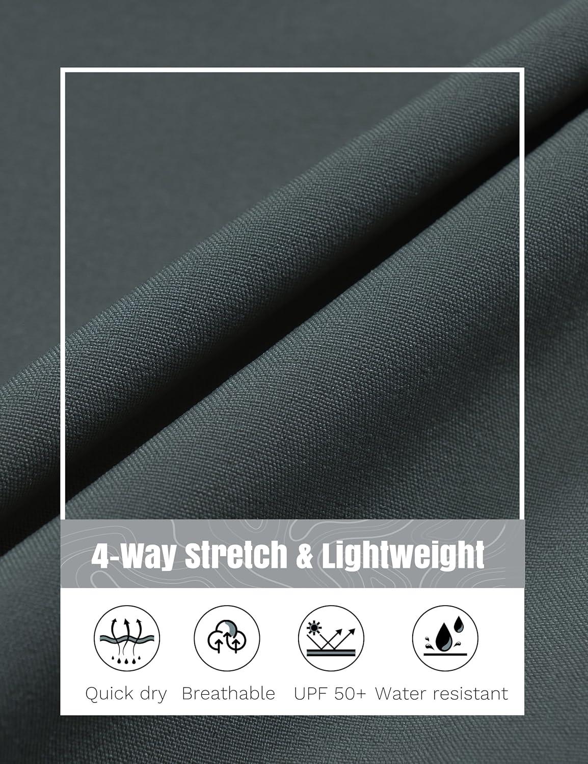 imageFitsT4 Sports Mens Shorts 7 Inch Inseam Stretch Water Resistant Hiking Cargo Shorts with Elastic WaistbandGraphite Grey