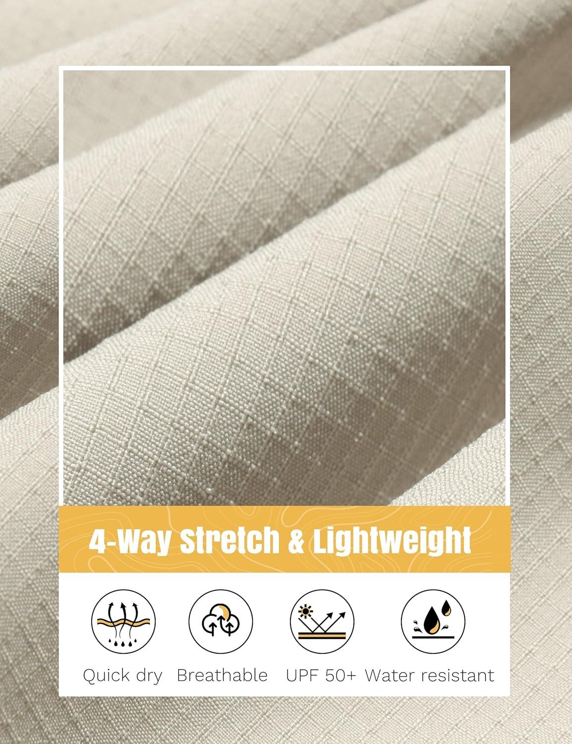 imageFitsT4 Sports Mens Shorts 7 Inch Inseam Stretch Water Resistant Hiking Cargo Shorts with Elastic WaistbandNew Kahki