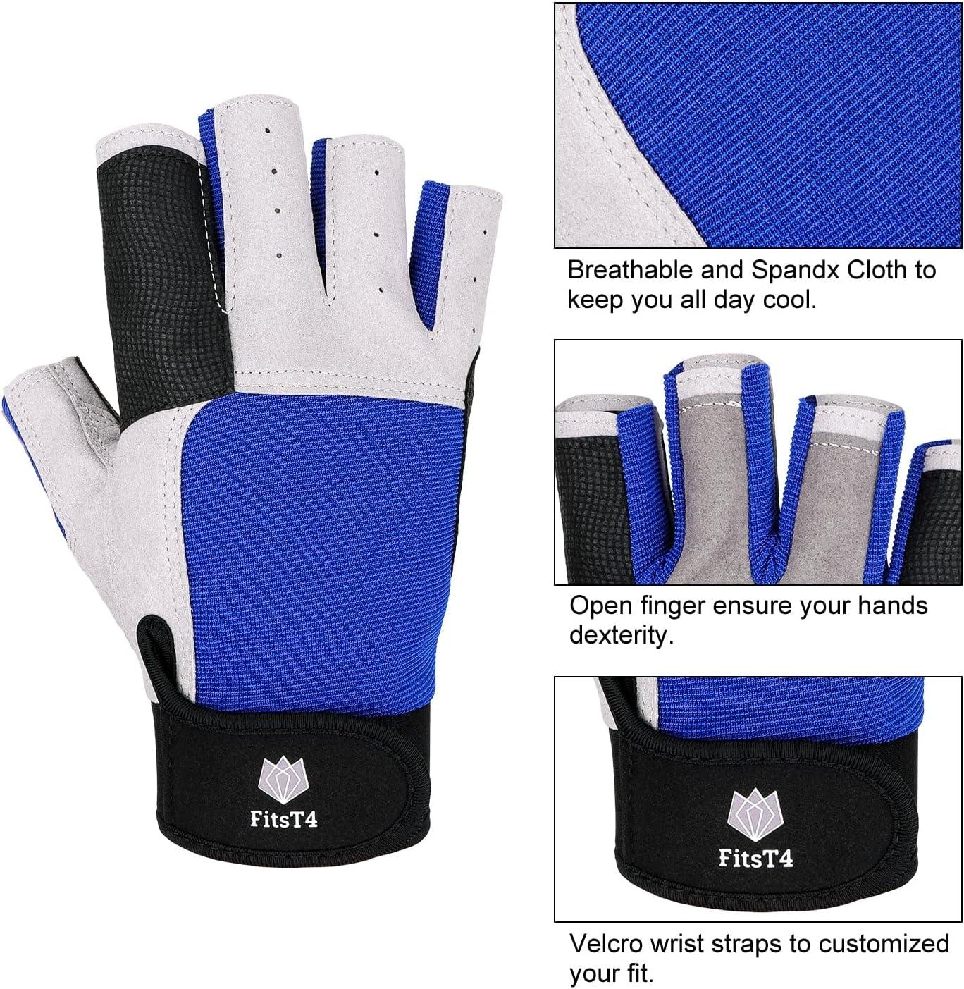 imageFitsT4 Sports Sailing Gloves 34 Finger and Grip Great for Sailing Yachting Paddling Kayaking Fishing Dinghying Water Sports for Men and WomenBlue