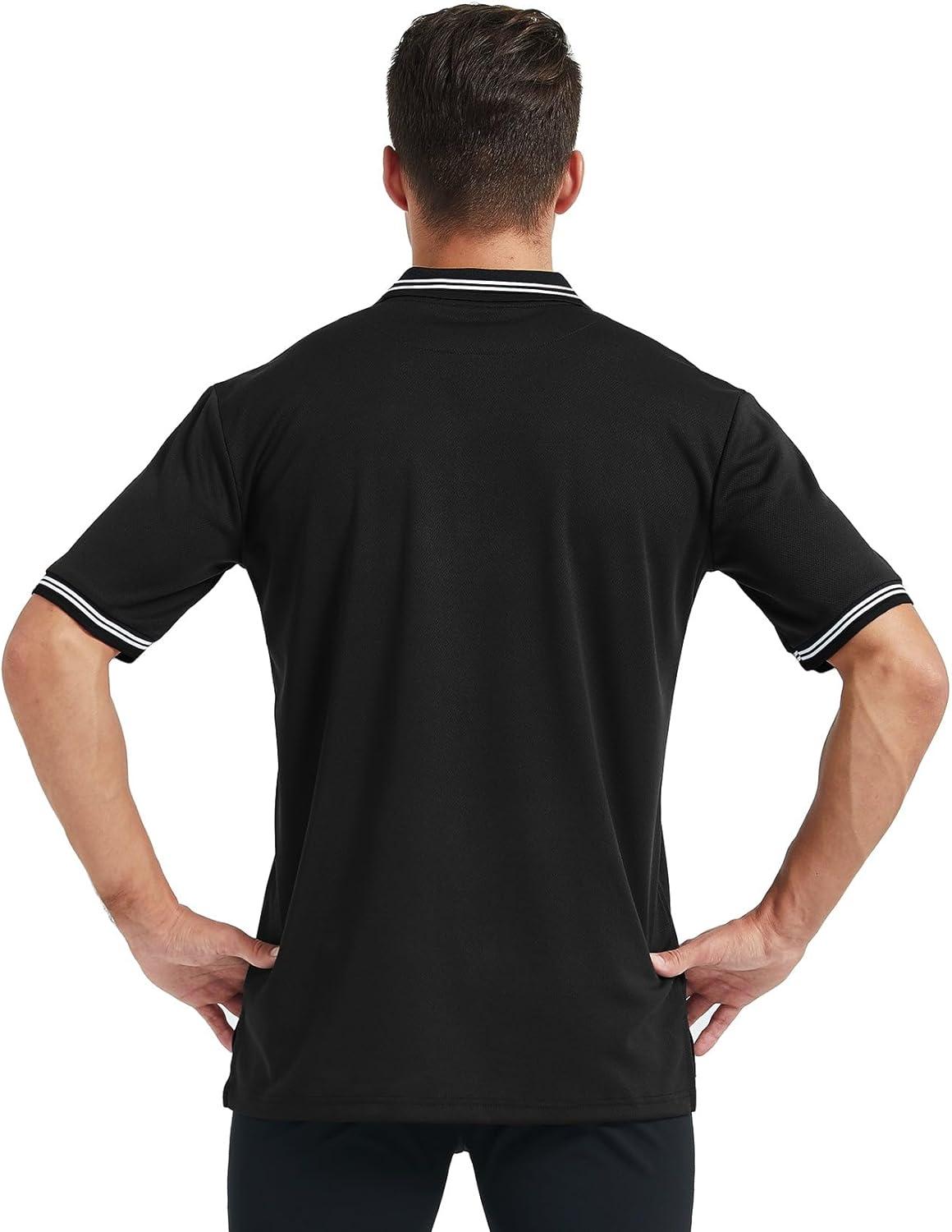 imageFitsT4 Sports Short Sleeve Polo Shirt BaseballSoftball Umpire JerseyReferee Uniform Sized for Chest ProtectorBlack