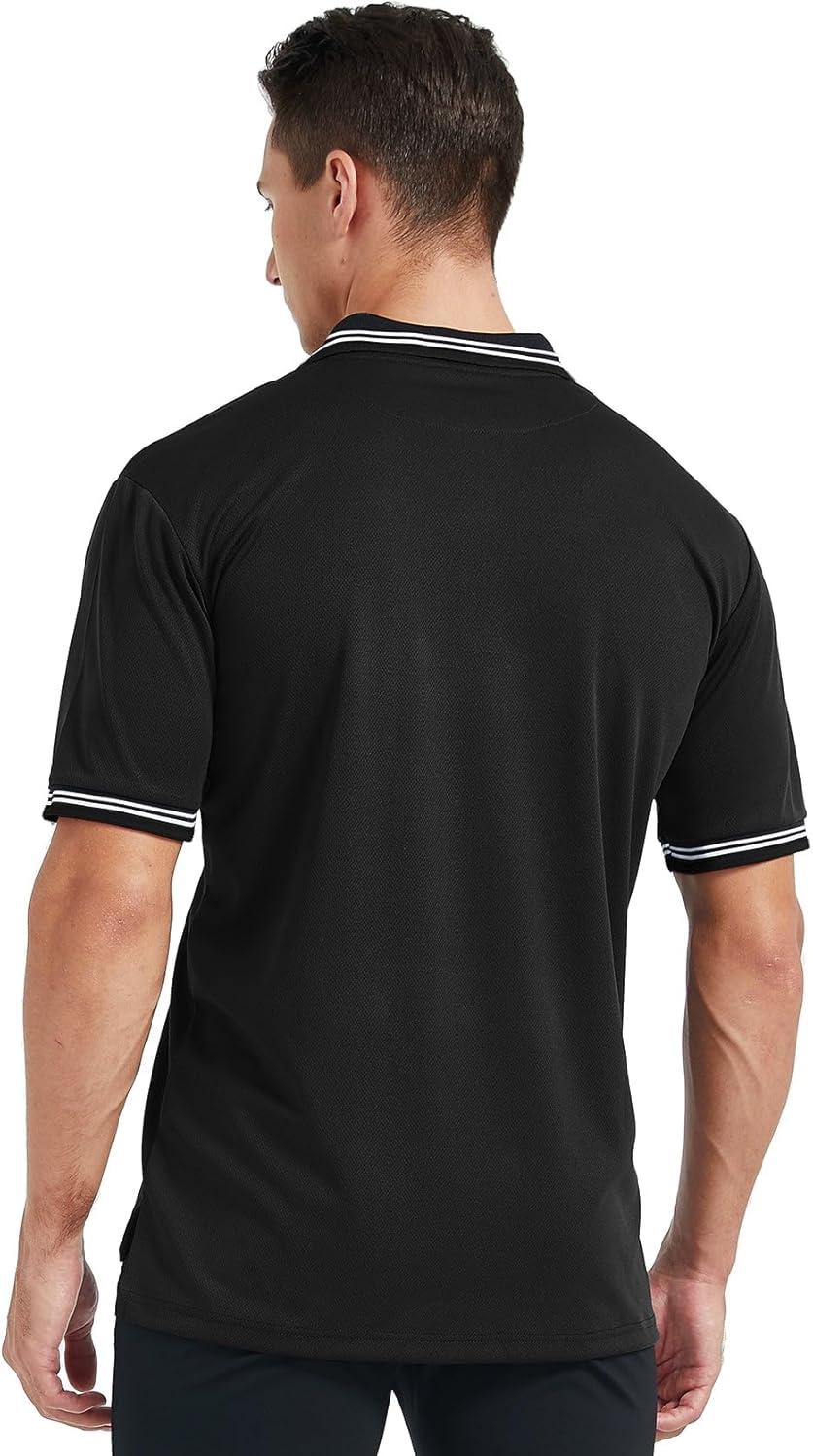 imageFitsT4 Sports Short Sleeve Polo Shirt BaseballSoftball Umpire JerseyReferee Uniform Sized for Chest ProtectorBlack