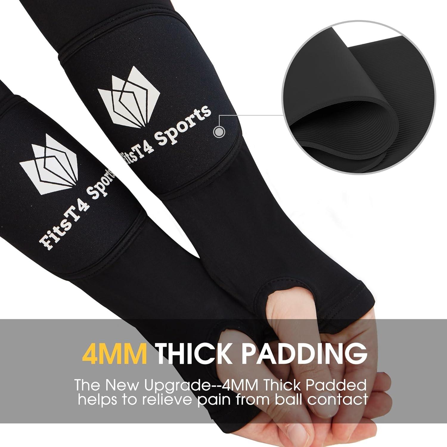 imageFitsT4 Sports Volleyball Arm Sleeves for Girls Youth Passing Sleeves w Protection Pads Thumbhole UPF 50 NonSlip GlovesBlack