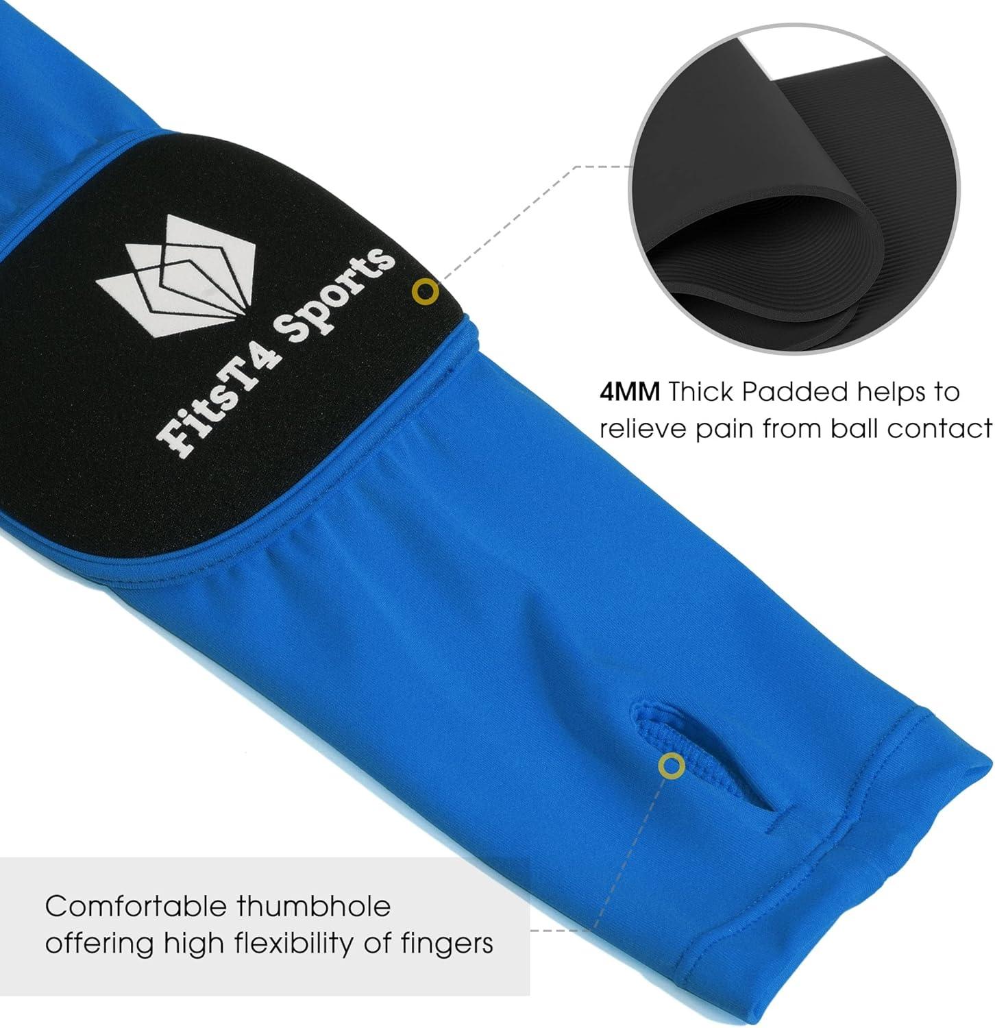 imageFitsT4 Sports Volleyball Arm Sleeves for Girls Youth Passing Sleeves w Protection Pads Thumbhole UPF 50 NonSlip GlovesBlue