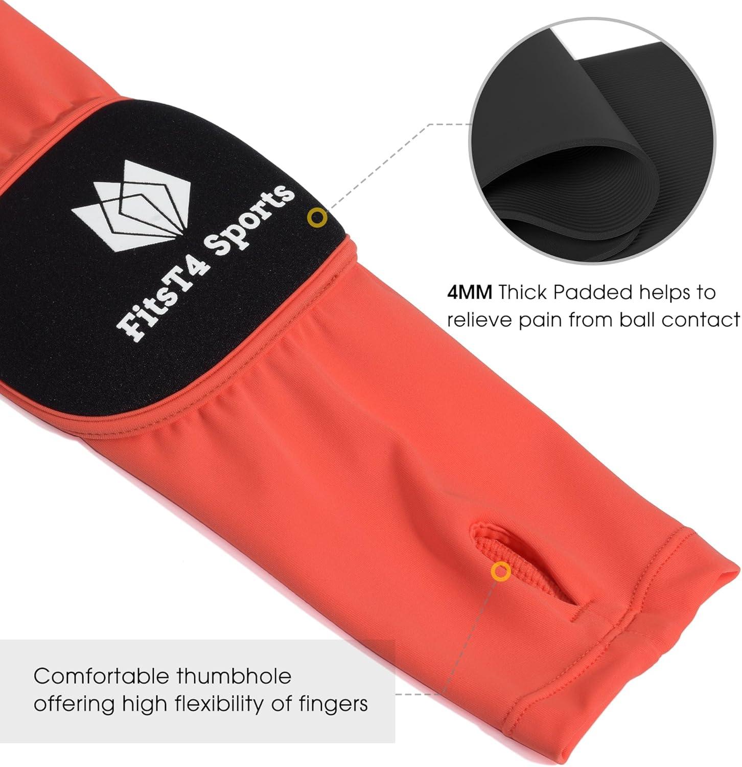 imageFitsT4 Sports Volleyball Arm Sleeves for Girls Youth Passing Sleeves w Protection Pads Thumbhole UPF 50 NonSlip GlovesOrange
