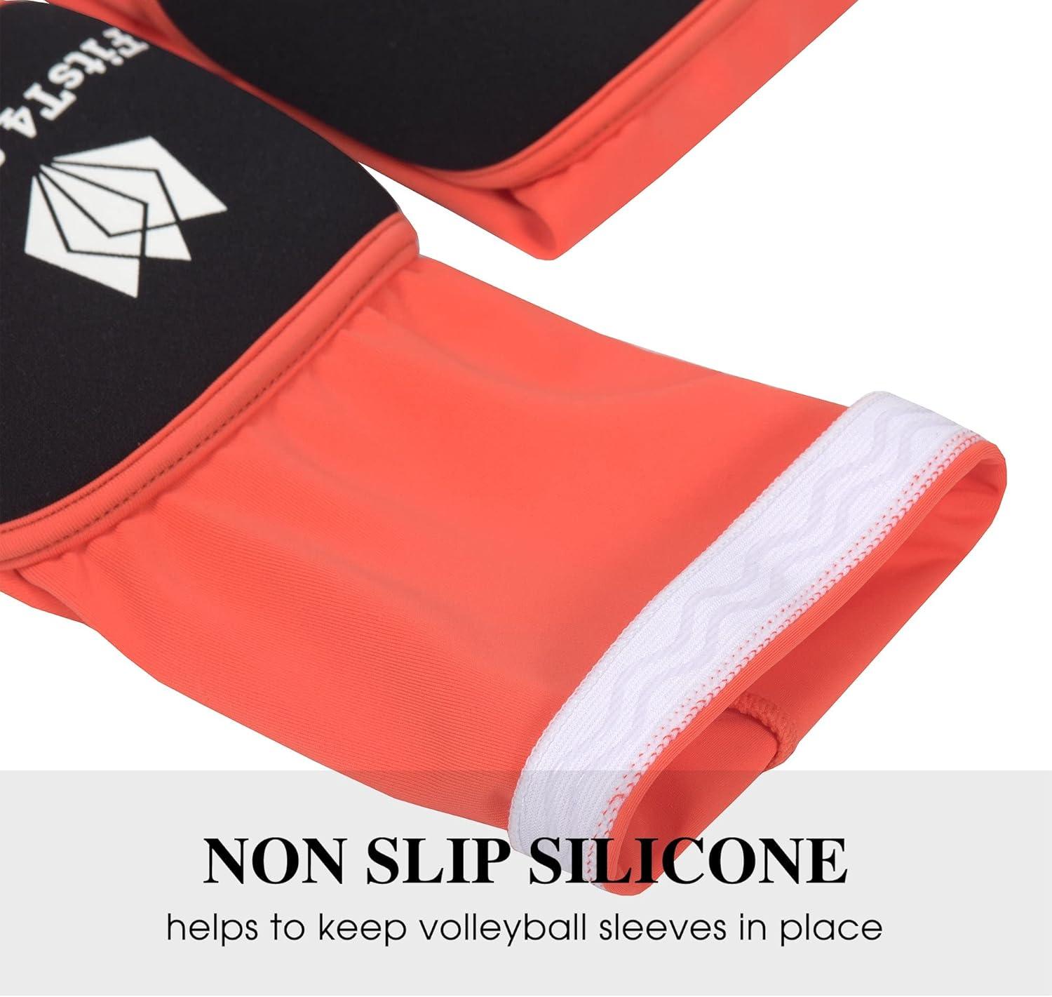 imageFitsT4 Sports Volleyball Arm Sleeves for Girls Youth Passing Sleeves w Protection Pads Thumbhole UPF 50 NonSlip GlovesOrange