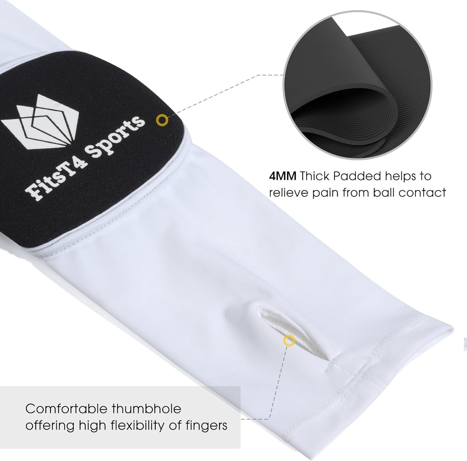 imageFitsT4 Sports Volleyball Arm Sleeves for Girls Youth Passing Sleeves w Protection Pads Thumbhole UPF 50 NonSlip GlovesWhite