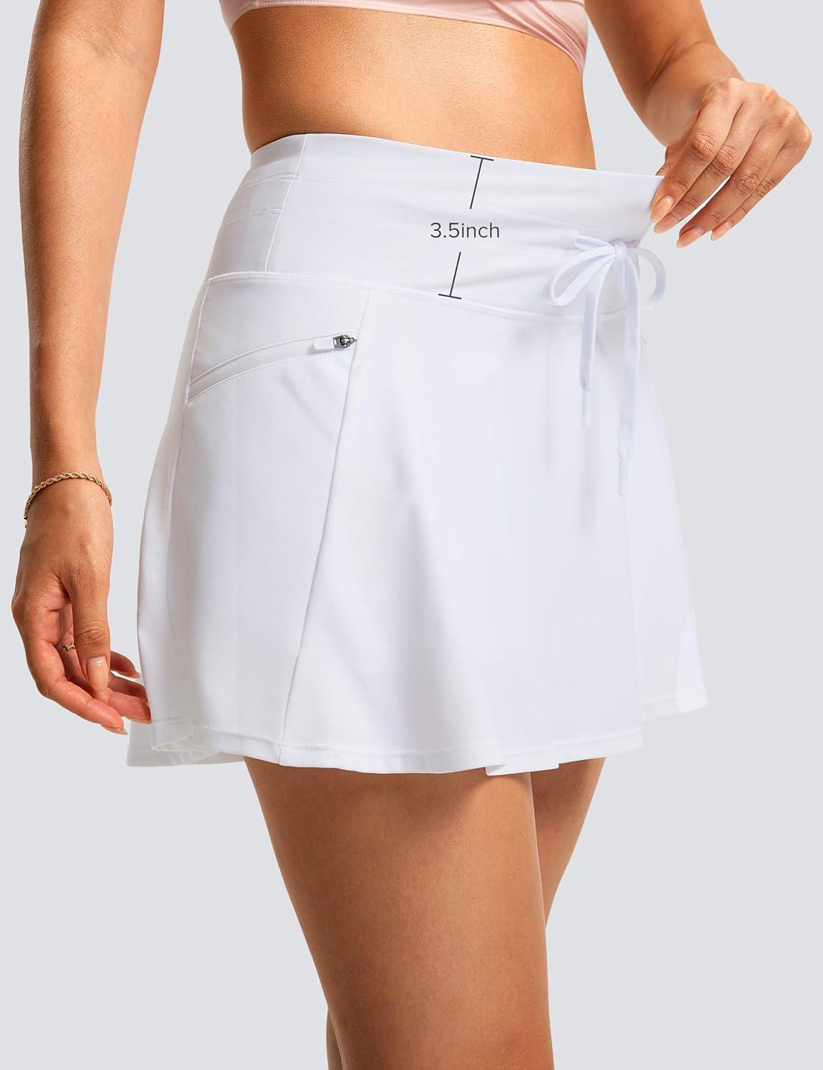 imageFitsT4 Sports Womens 15quot Swim Skirts Skort with Shorts 4 Pockets High Waisted Bathing Suit Swimwear Swimsuit BottomsWhite