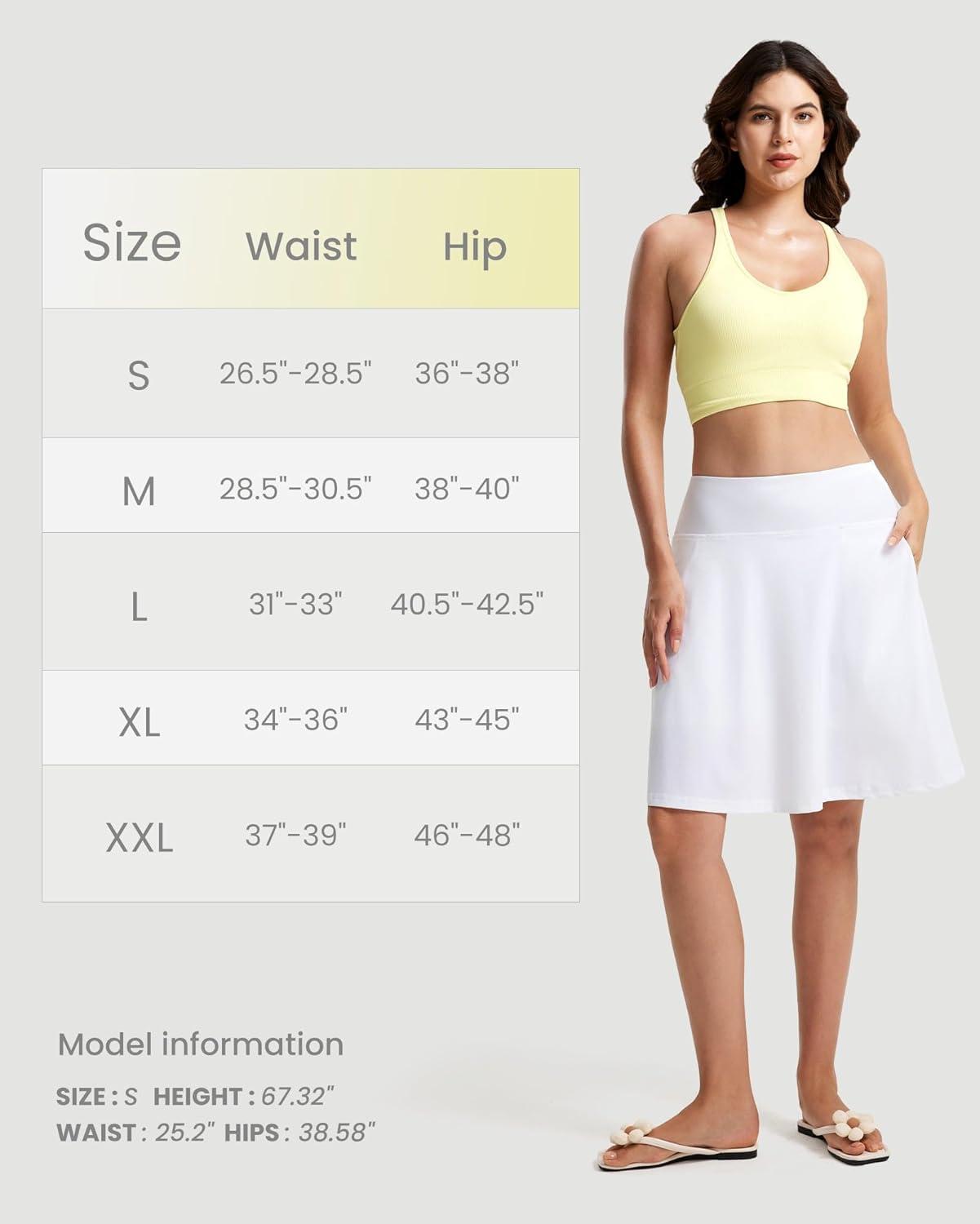 imageFitsT4 Sports Womens 20 High Waisted Swim Skirt Skort Quick Dry Swimsuit Bikini Bottoms with PocketsWhite