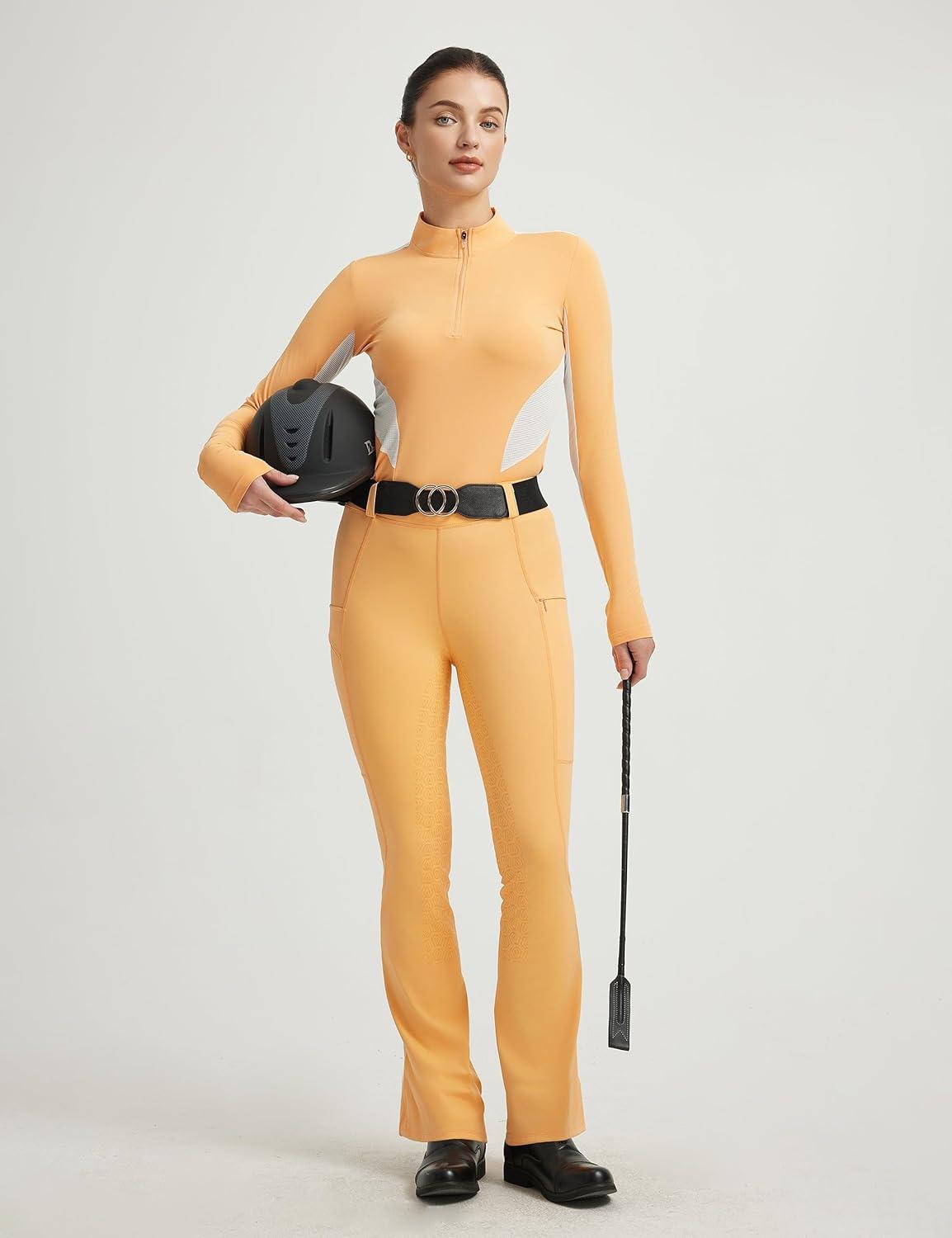 imageFitsT4 Sports Womens Bootcut Horse Riding Pants Full Seat Equestrian Breeches Summer Riding TightsPeach Cobbler