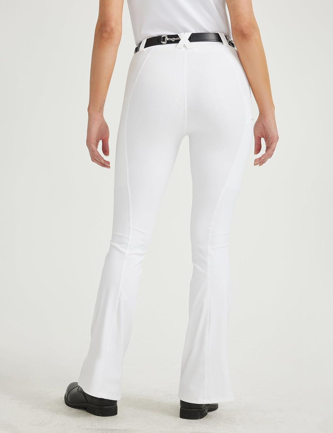 imageFitsT4 Sports Womens Bootcut Horse Riding Pants Full Seat Equestrian Breeches Summer Riding TightsWhite