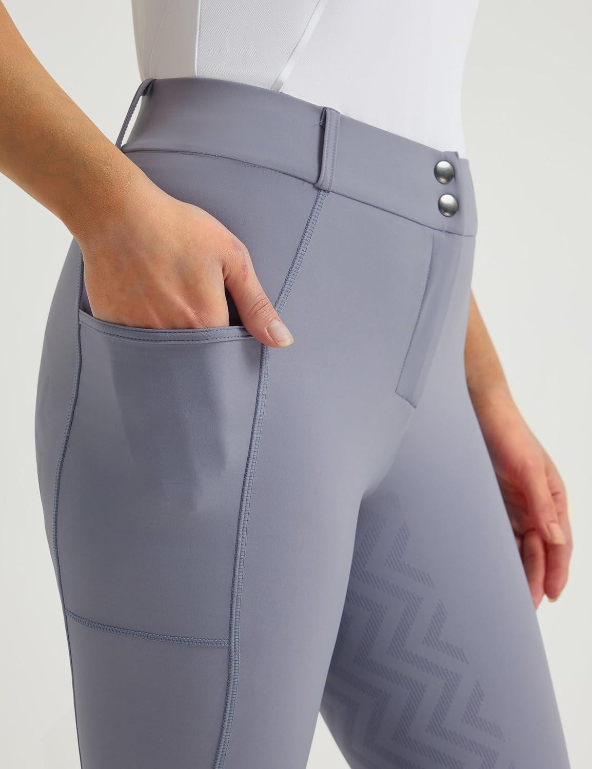 imageFitsT4 Sports Womens Bootcut Riding Breeches Full Seat Equestrian Pants Summer Riding Tights for WomenBlue Grey