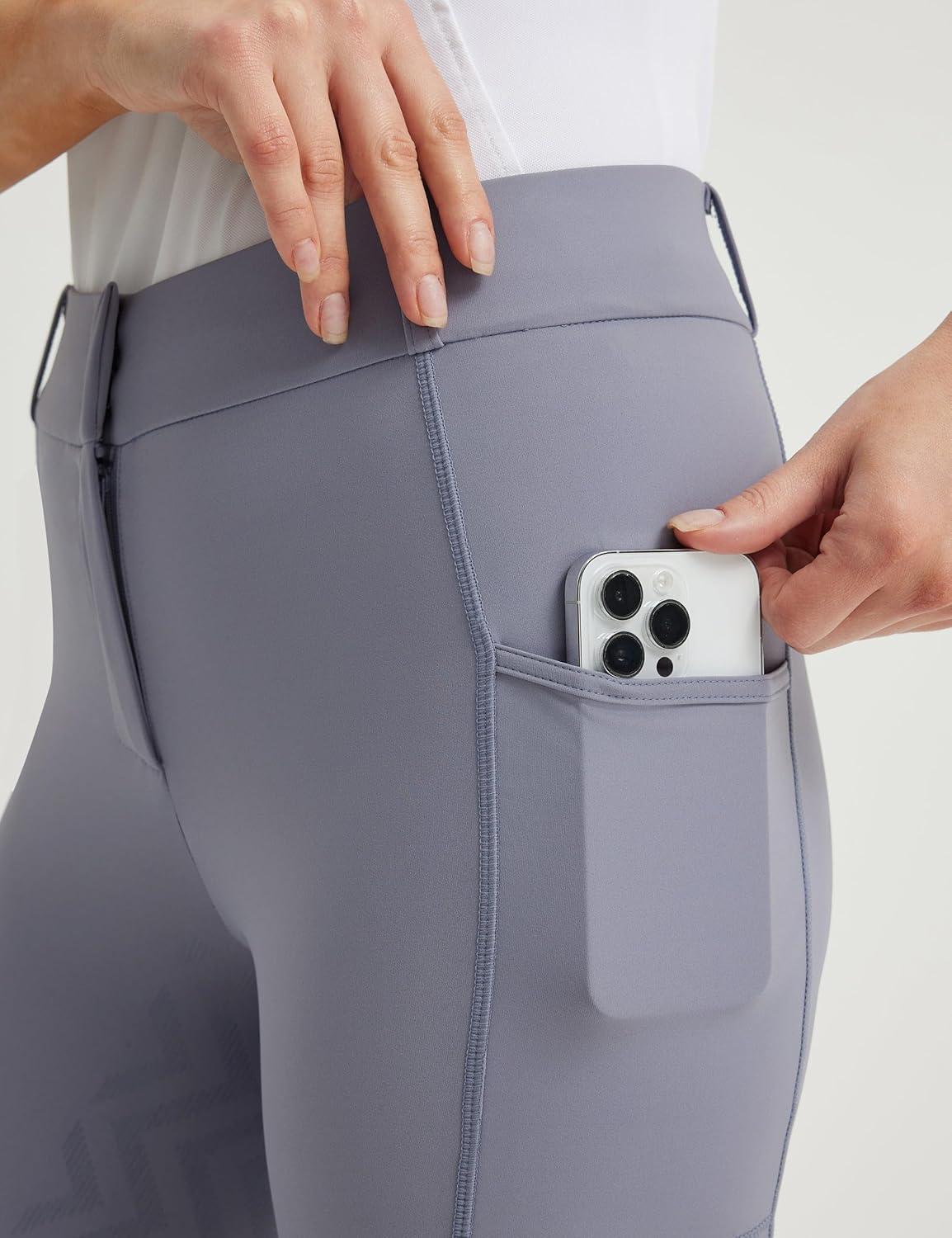 imageFitsT4 Sports Womens Bootcut Riding Breeches Full Seat Equestrian Pants Summer Riding Tights for WomenBlue Grey