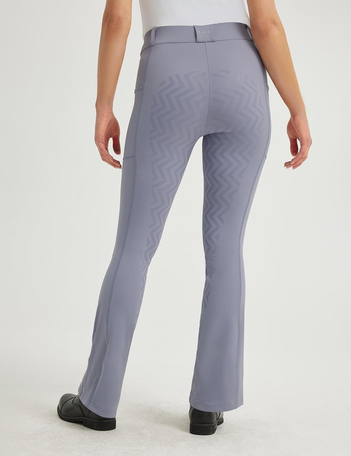 imageFitsT4 Sports Womens Bootcut Riding Breeches Full Seat Equestrian Pants Summer Riding Tights for WomenBlue Grey