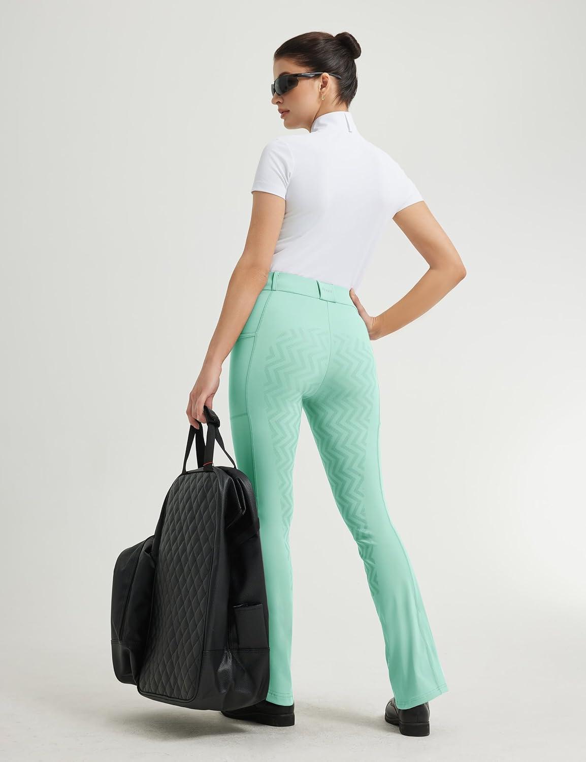 imageFitsT4 Sports Womens Bootcut Riding Breeches Full Seat Equestrian Pants Summer Riding Tights for WomenCabbage