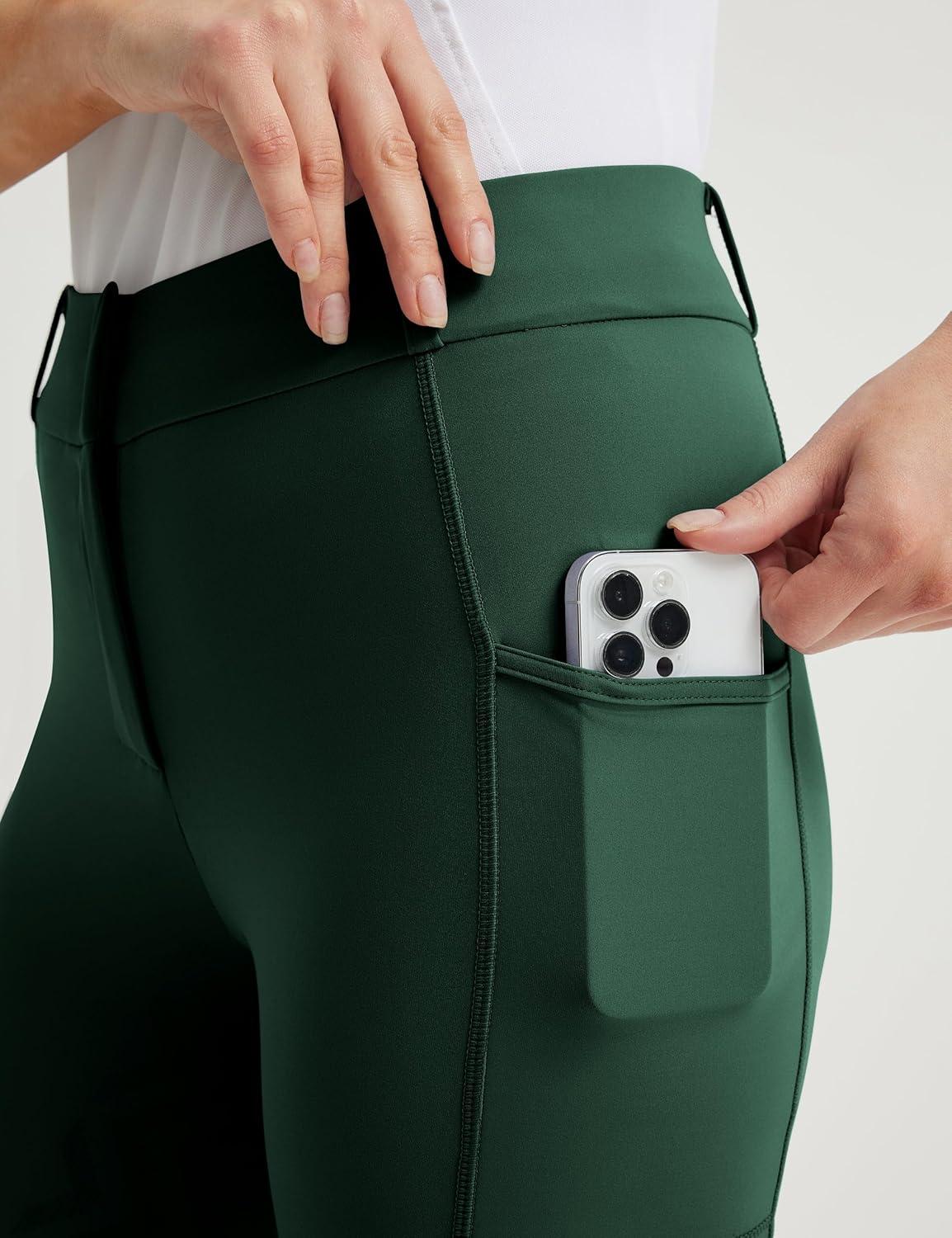 imageFitsT4 Sports Womens Bootcut Riding Breeches Full Seat Equestrian Pants Summer Riding Tights for WomenForest Green