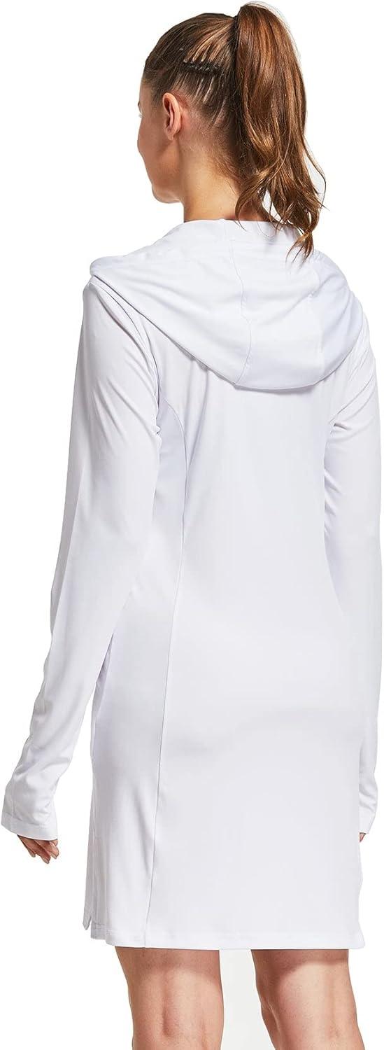 imageFitsT4 Sports Womens CoverUp Dress Beach UPF 50 SPF Sun Protection Long Sleeve ShirtsWhite