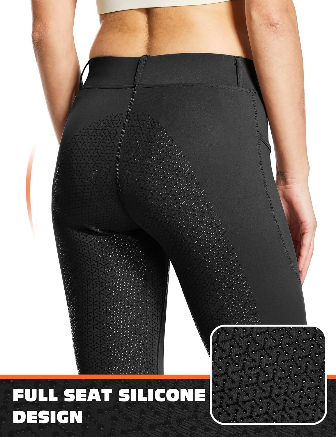 imageFitsT4 Sports Womens Full Seat Horse Riding Pants Bootcut Riding Tights with Pockets Equestrian Breeches for WomenBlack