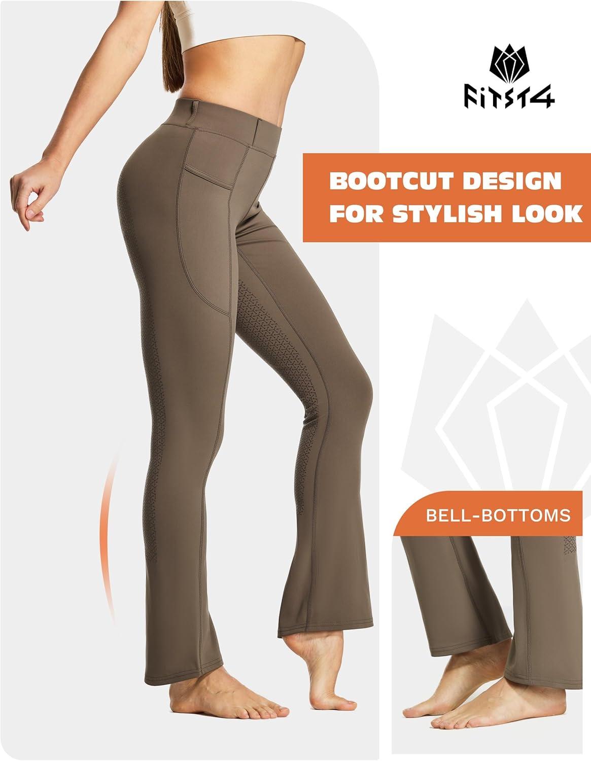 imageFitsT4 Sports Womens Full Seat Horse Riding Pants Bootcut Riding Tights with Pockets Equestrian Breeches for WomenBrown