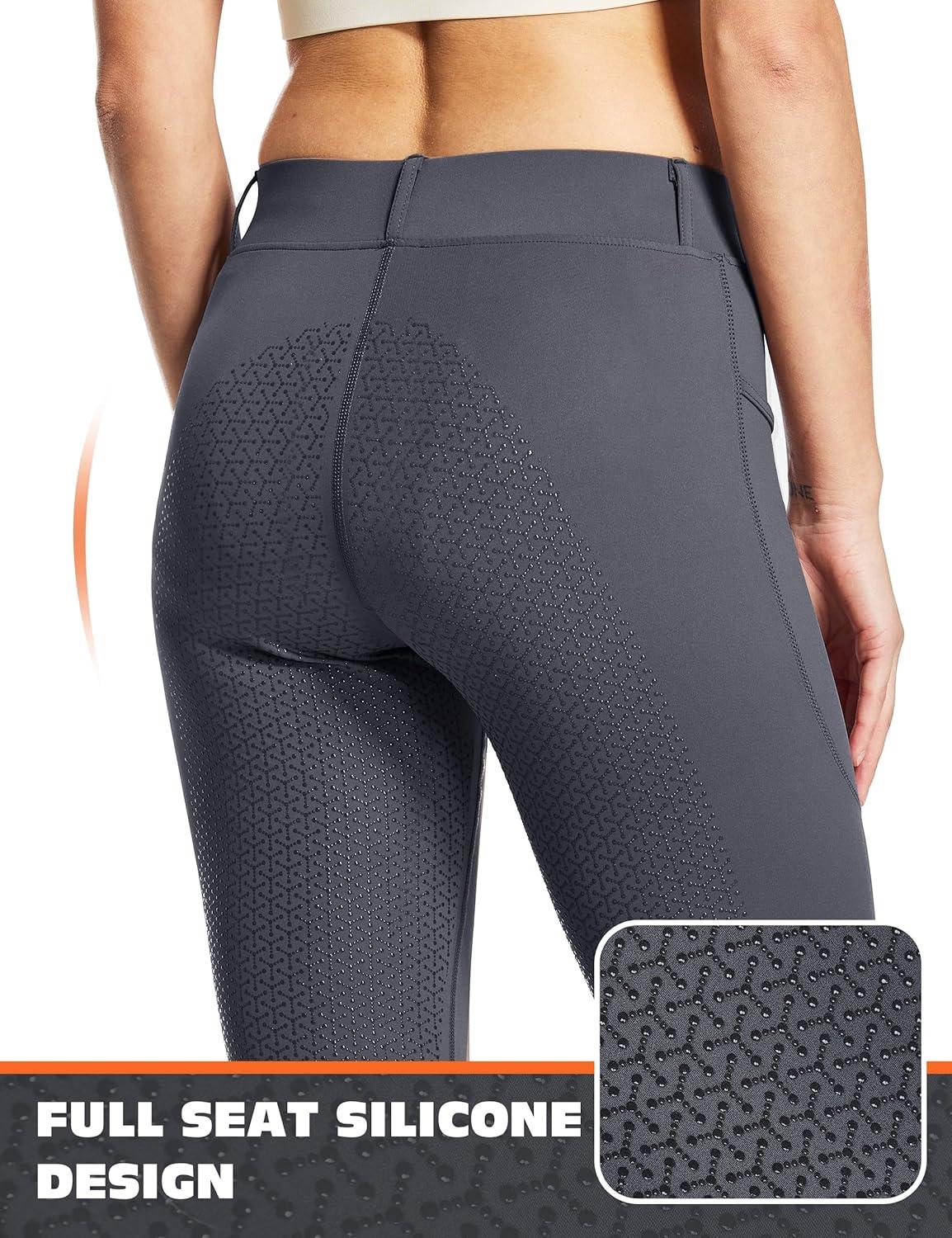 imageFitsT4 Sports Womens Full Seat Horse Riding Pants Bootcut Riding Tights with Pockets Equestrian Breeches for WomenDark Grey