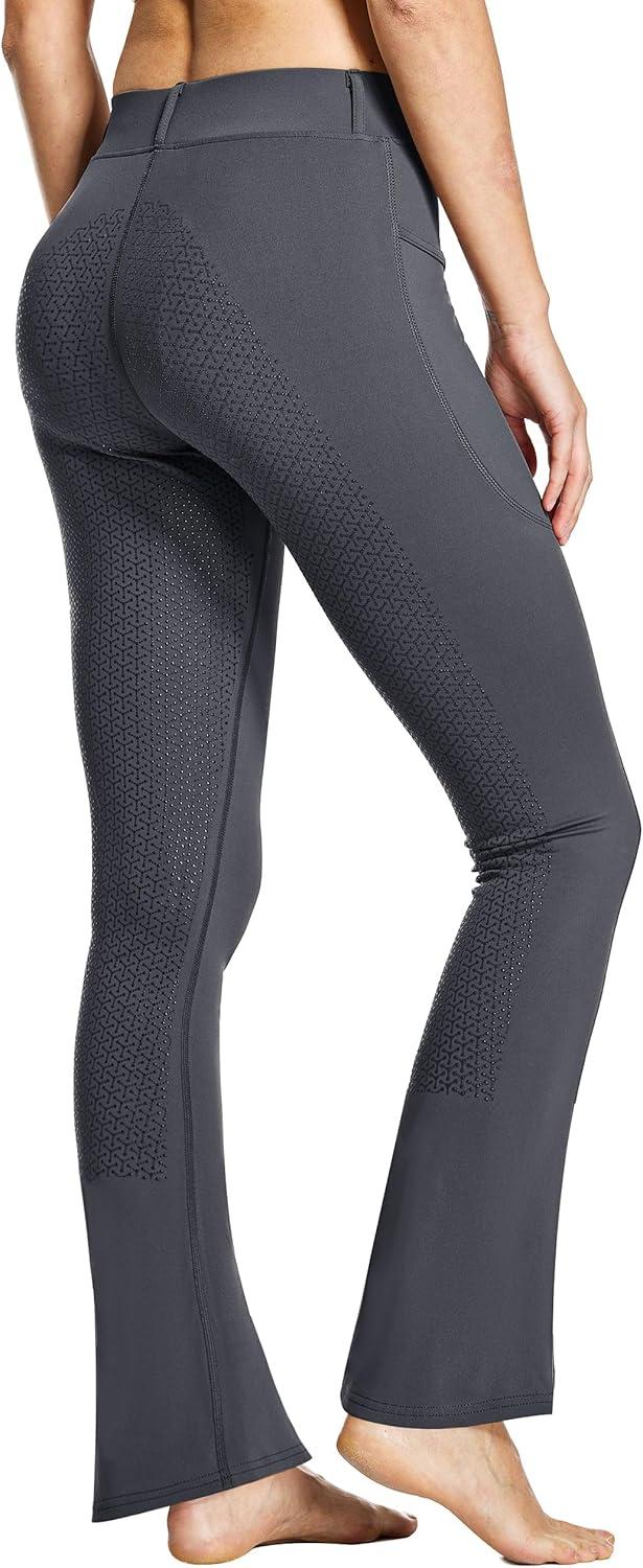imageFitsT4 Sports Womens Full Seat Horse Riding Pants Bootcut Riding Tights with Pockets Equestrian Breeches for WomenDark Grey