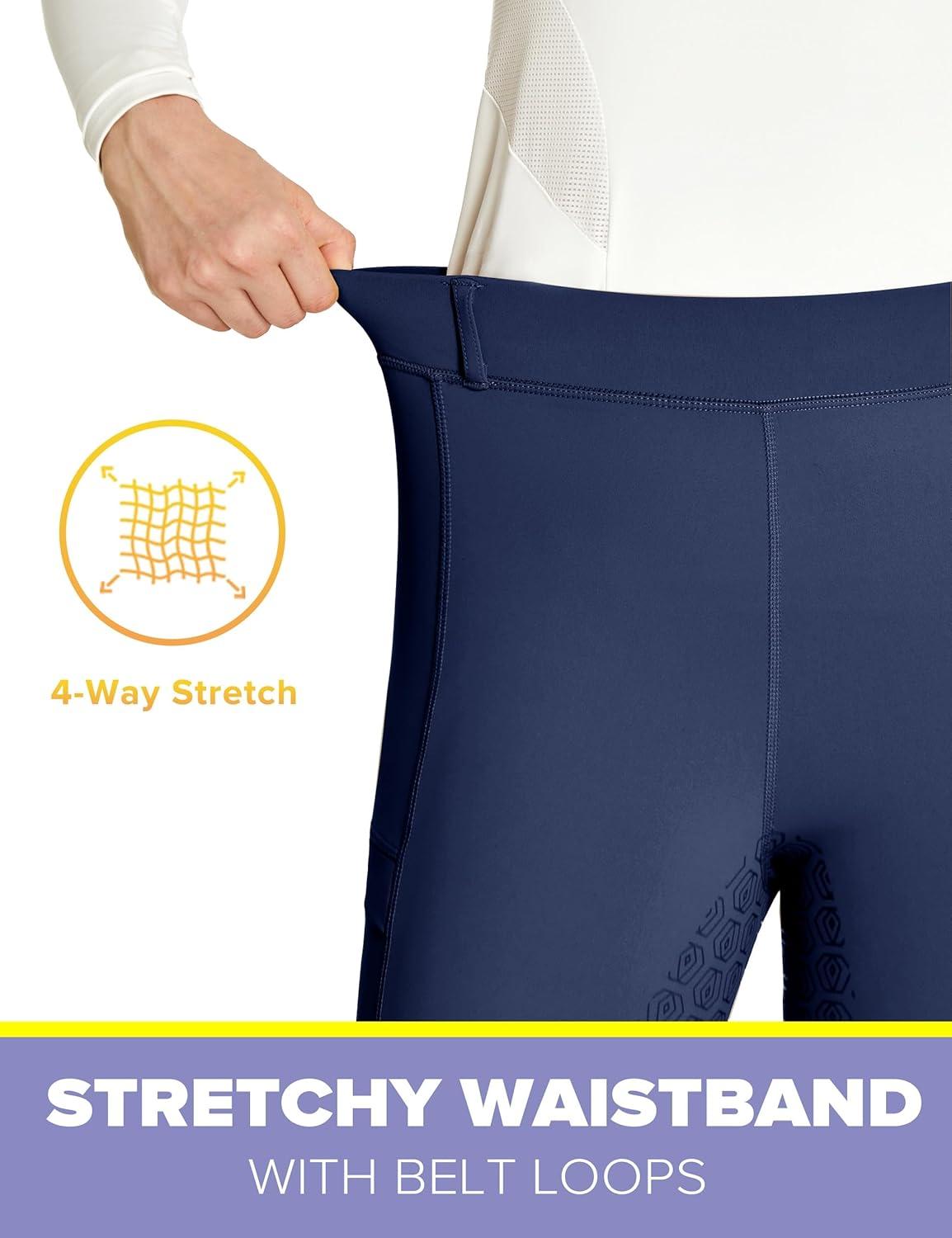 imageFitsT4 Sports Womens Full Seat Riding Tights with Zipper Pockets Horseback Riding Pants Equestrian Breeches for WomenBlue