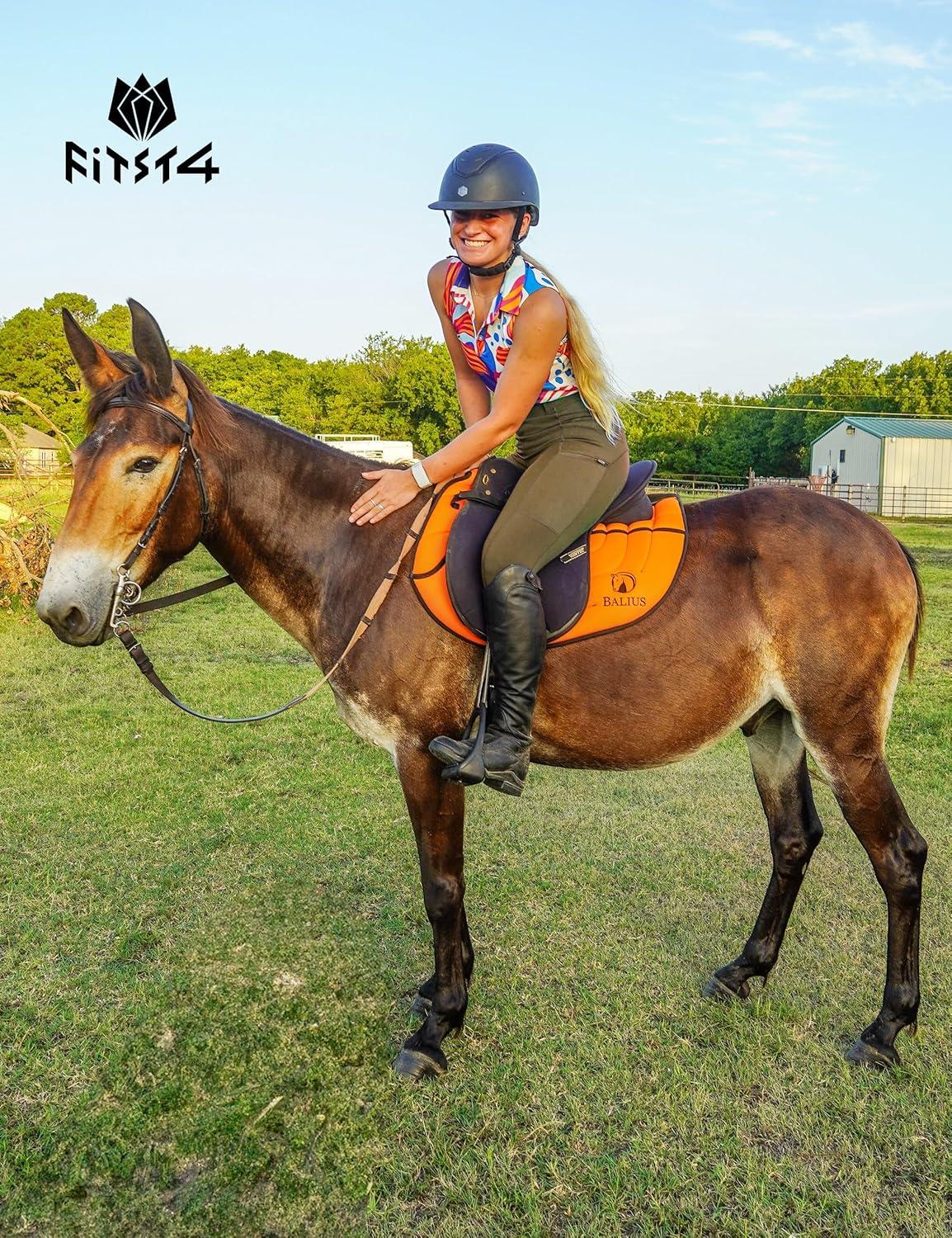 imageFitsT4 Sports Womens Full Seat Riding Tights with Zipper Pockets Horseback Riding Pants Equestrian Breeches for WomenDark Brown