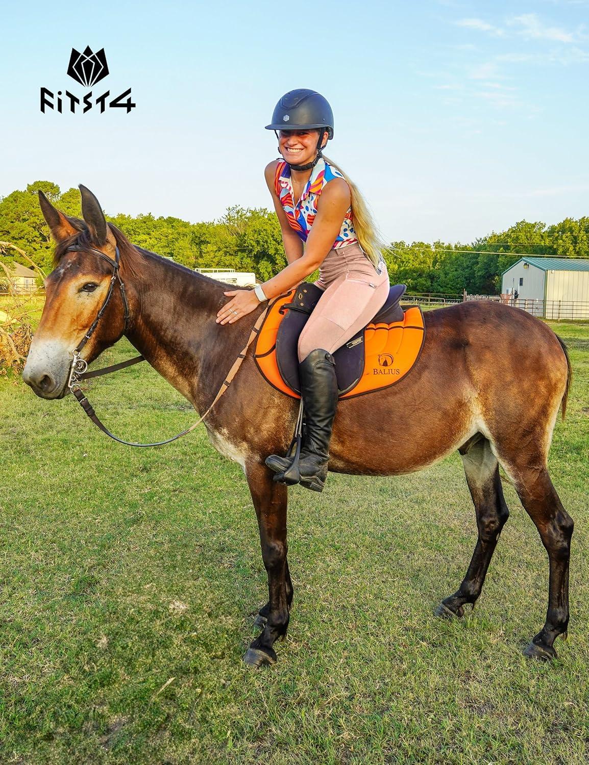 imageFitsT4 Sports Womens Full Seat Riding Tights with Zipper Pockets Horseback Riding Pants Equestrian Breeches for WomenFoggy Pink