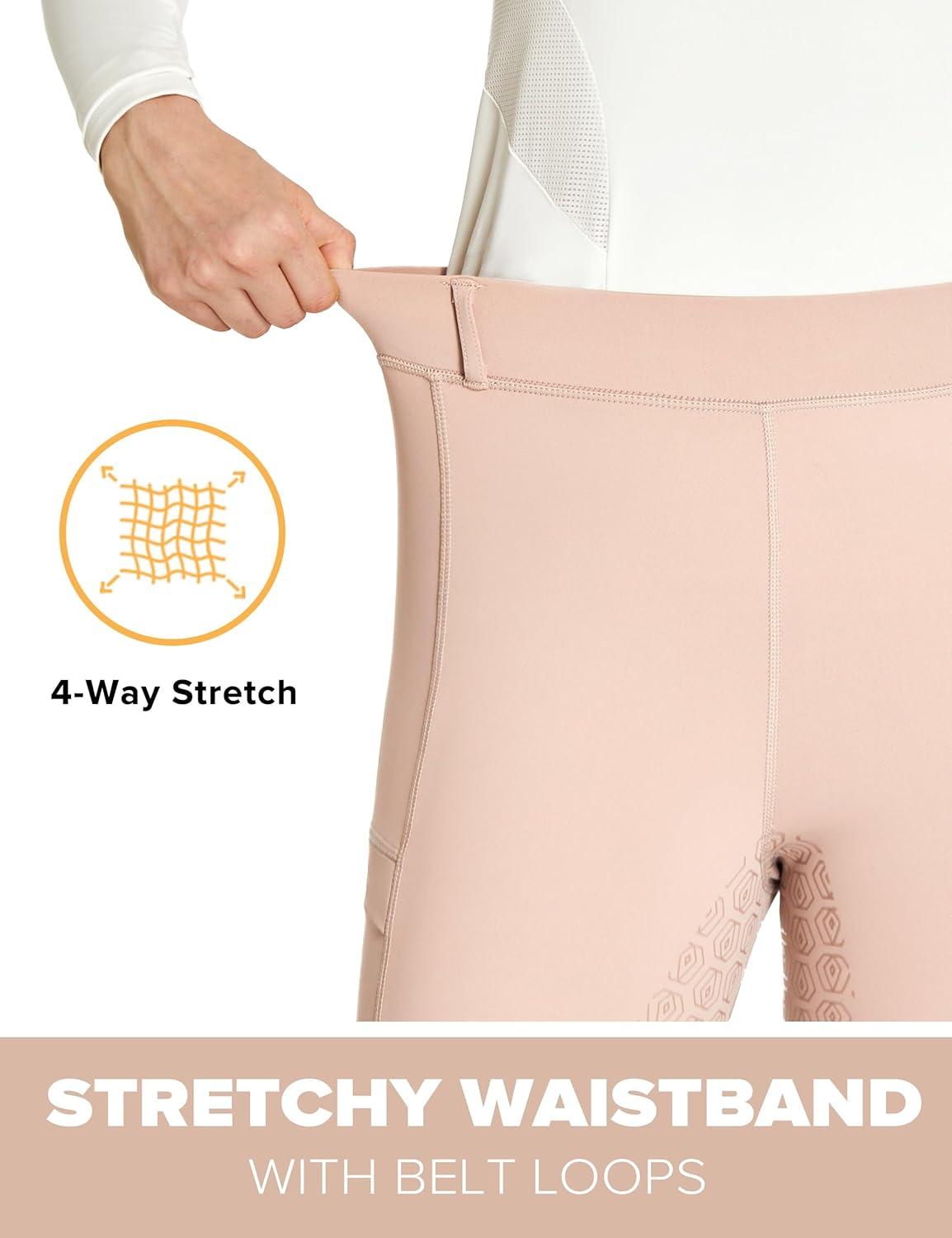 imageFitsT4 Sports Womens Full Seat Riding Tights with Zipper Pockets Horseback Riding Pants Equestrian Breeches for WomenFoggy Pink