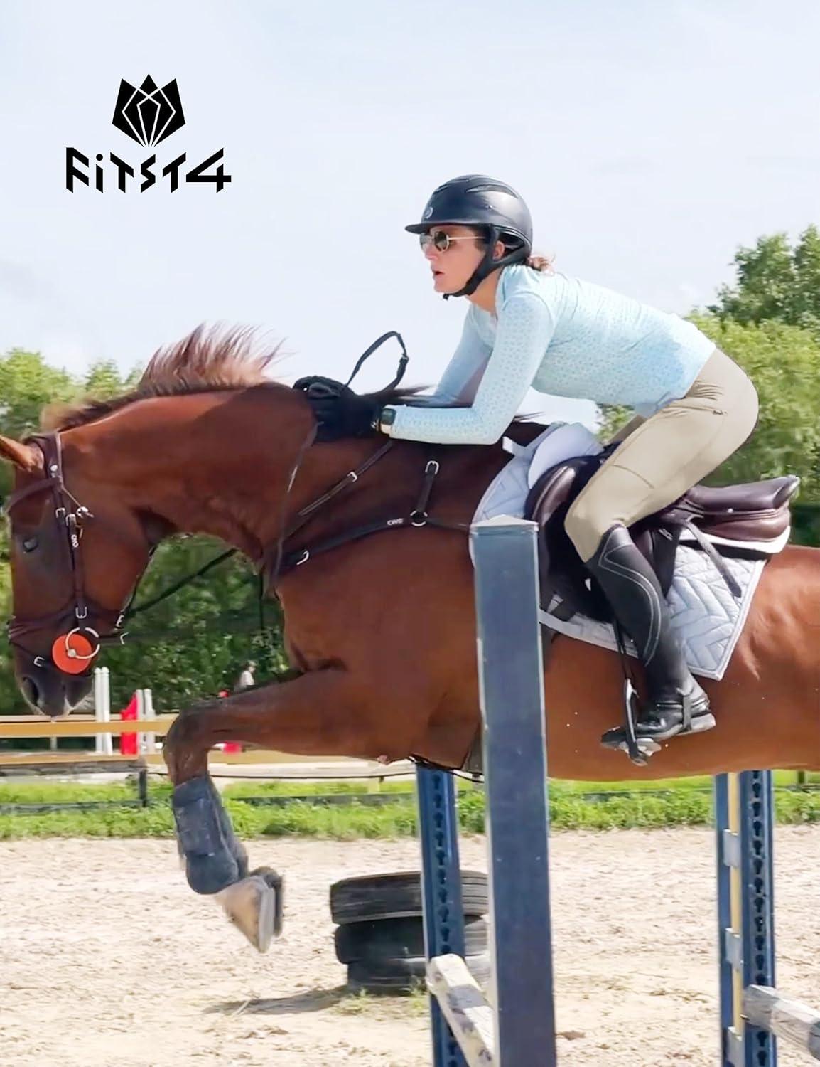 imageFitsT4 Sports Womens Full Seat Riding Tights with Zipper Pockets Horseback Riding Pants Equestrian Breeches for WomenKhaki