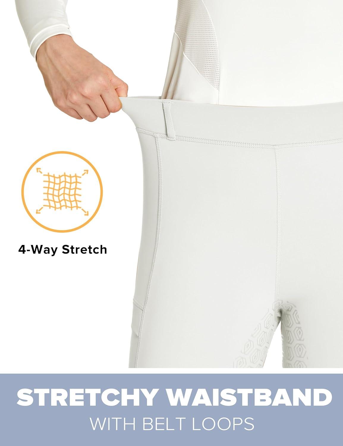 imageFitsT4 Sports Womens Full Seat Riding Tights with Zipper Pockets Horseback Riding Pants Equestrian Breeches for WomenWhite