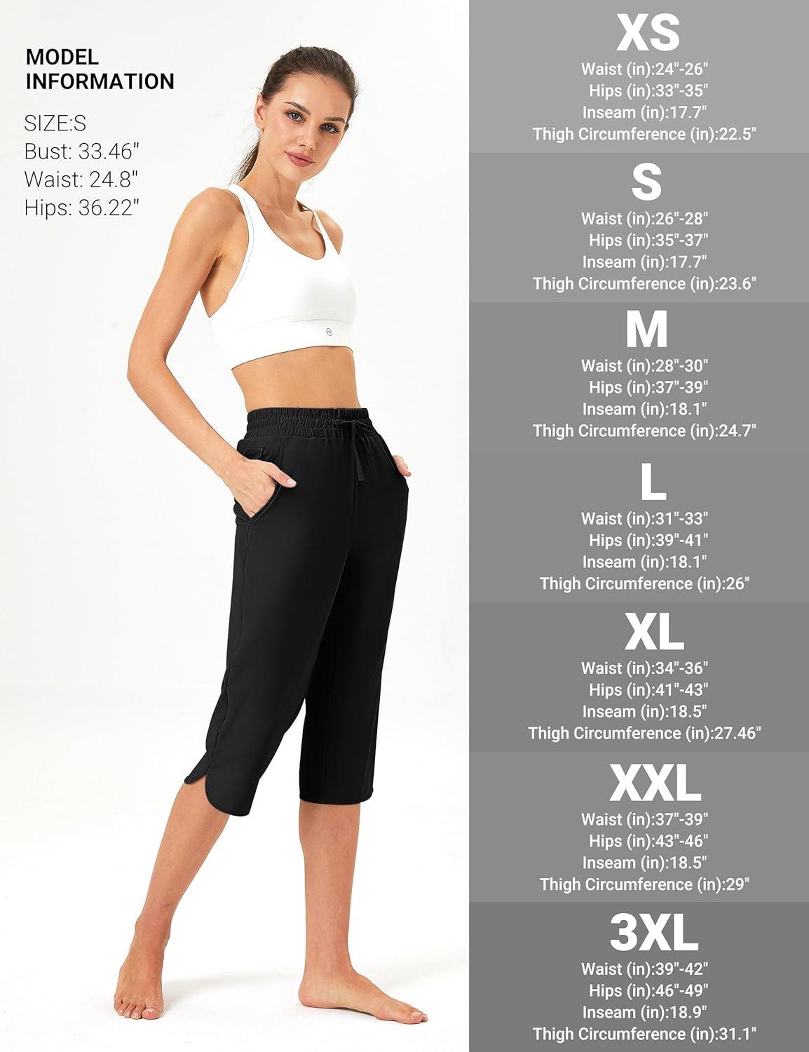 imageFitsT4 Sports Womens Swim Capris Pants 18quot Quick Dry UPF 50 Beach Modest Swimsuits Bottoms with Mesh PocketsBlack