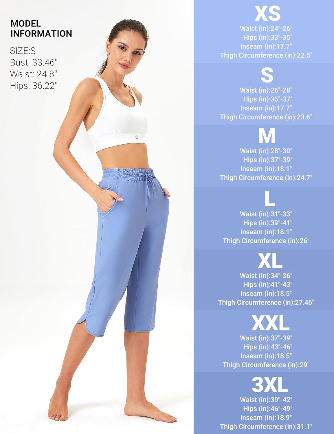 imageFitsT4 Sports Womens Swim Capris Pants 18quot Quick Dry UPF 50 Beach Modest Swimsuits Bottoms with Mesh PocketsBlue